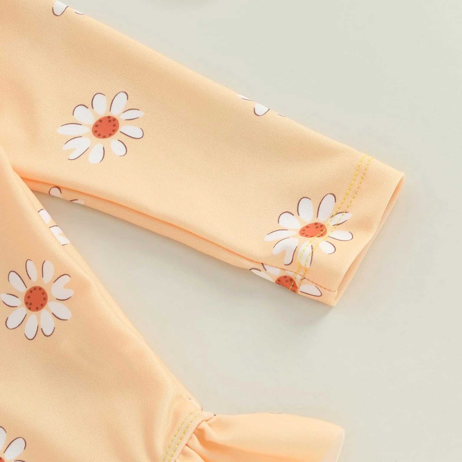 Carolilly Maillot de Bain Une Pièce Bébé Fille à Volant Imprimé Floral Anti-UV Manches Longues avec Chapeau 6 Mois à 3 Ans
