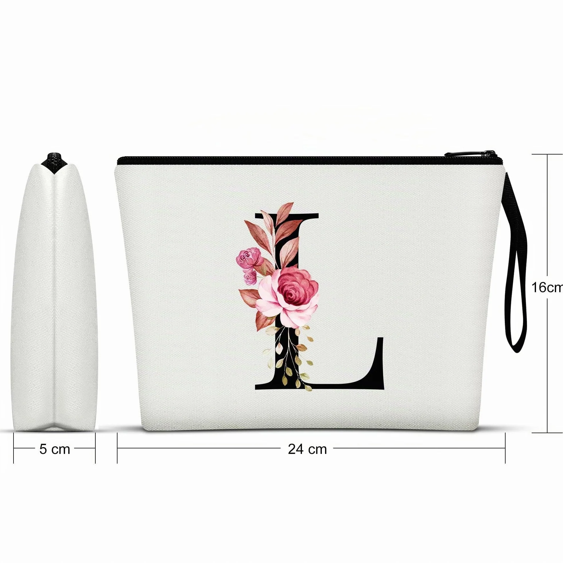 Vavabox Trousse de Toilette Personnalisée pour Femme - Tissu Premium, Fermeture Éclair Robuste, Cadeau Unique (L, Blanc)