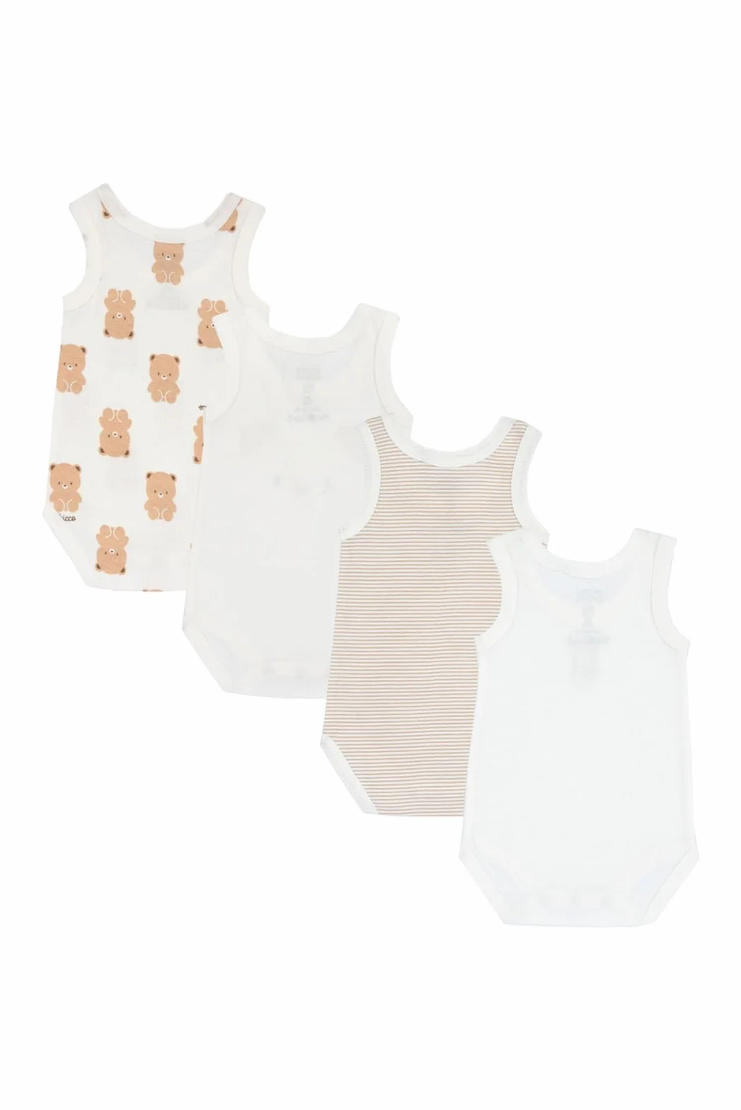 Chicco Lot de 4 Bodies sans Manches 100% Coton Bébé Garçon 0-3 Mois