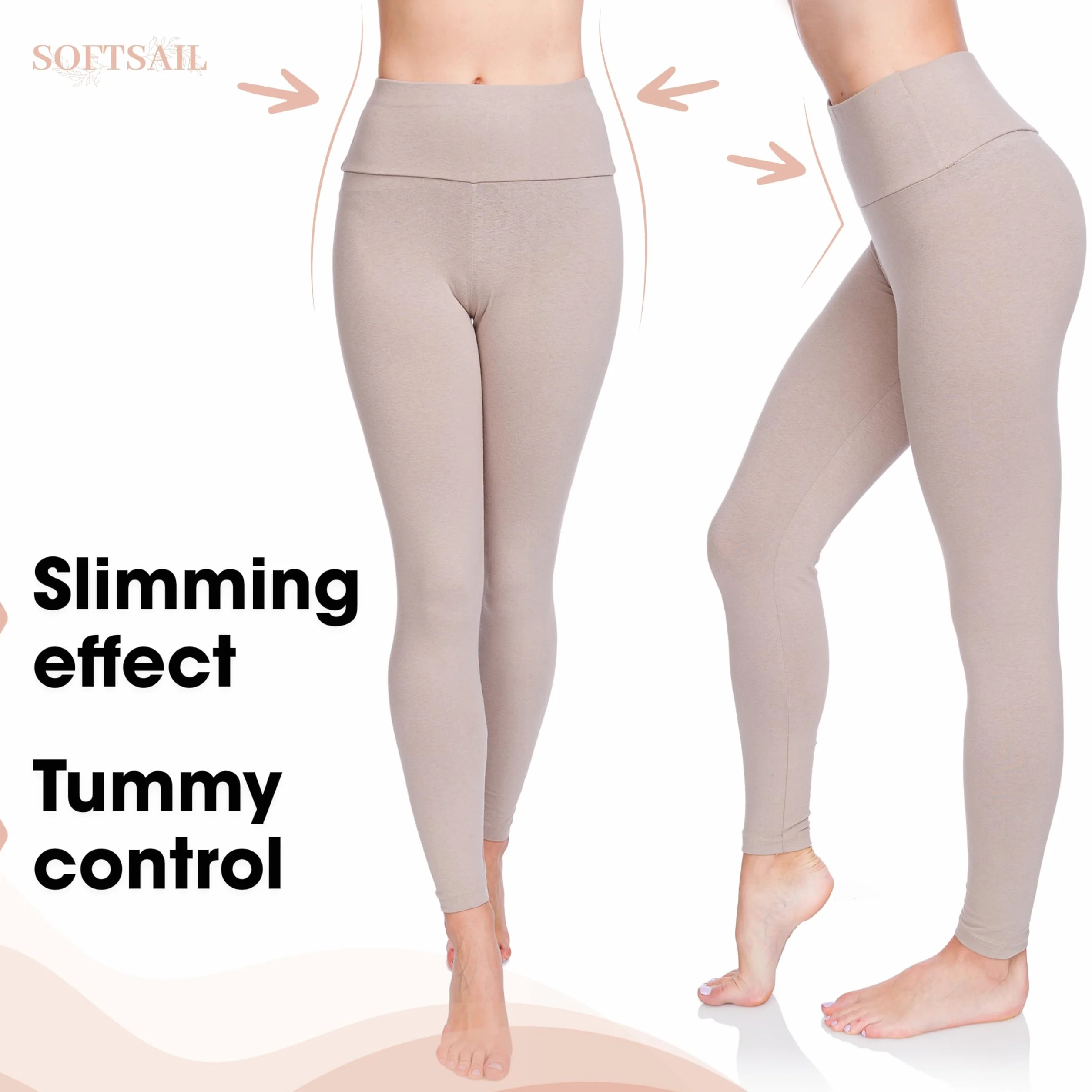 Legginsy SOFTSAIL 95% Bawełna Wysoki Stan Damskie