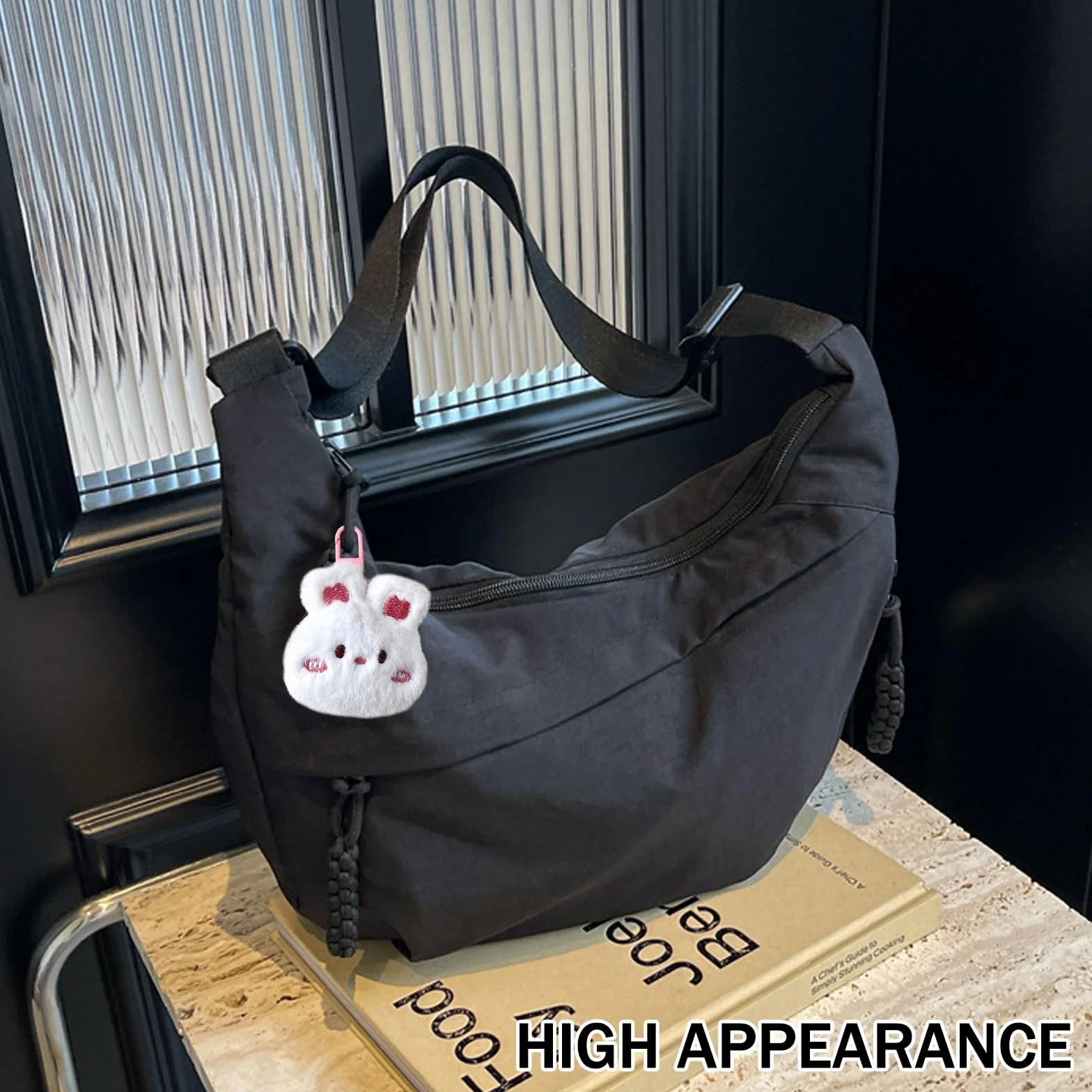 Sac à Bandoulière Demi Lune pour Femme, Sacs Hobo Grand Lanière avec Sangle Ajustable