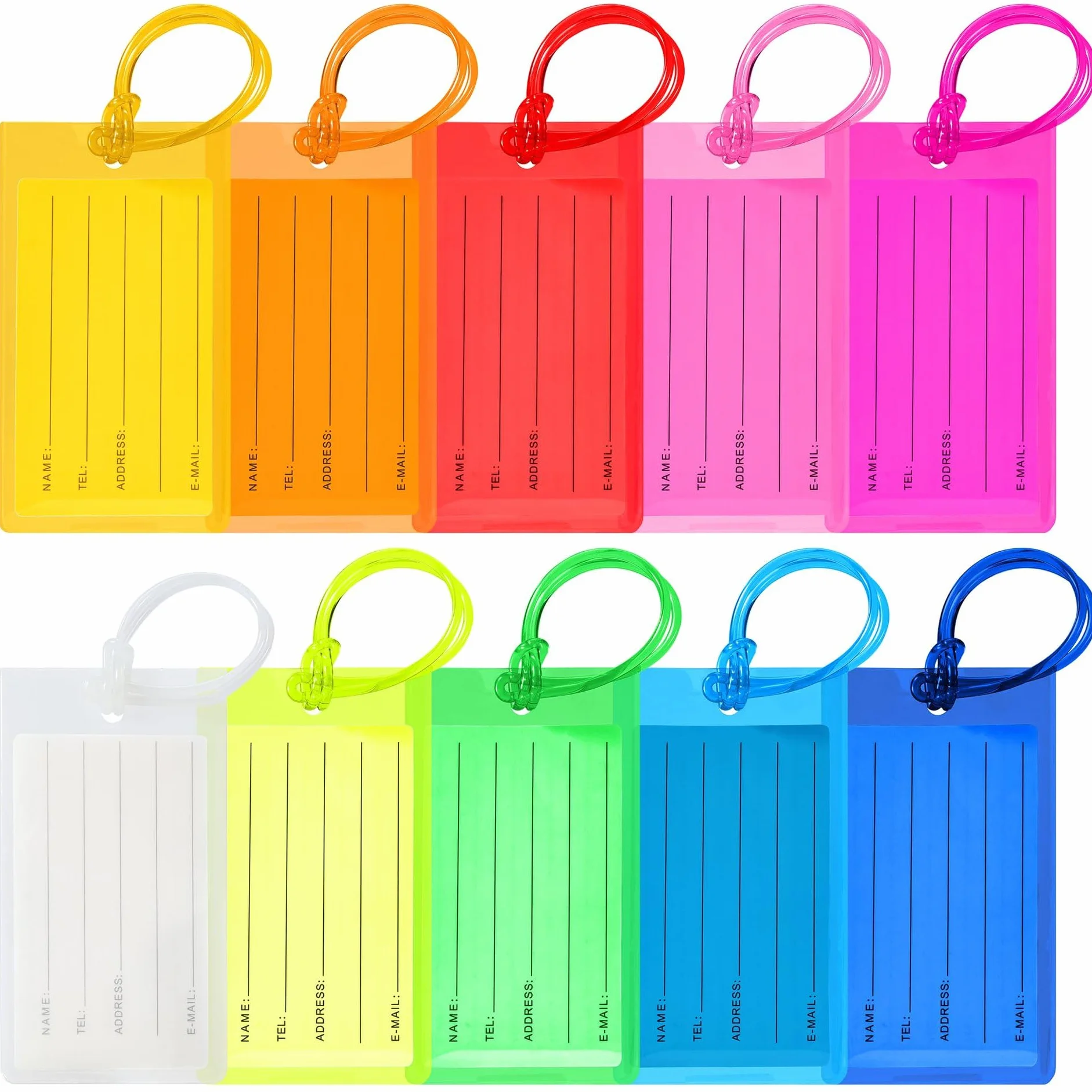 NIYATA 10 Étiquettes Valise Imperméable Écrivable Anti-Perte pour Bagage Cabine