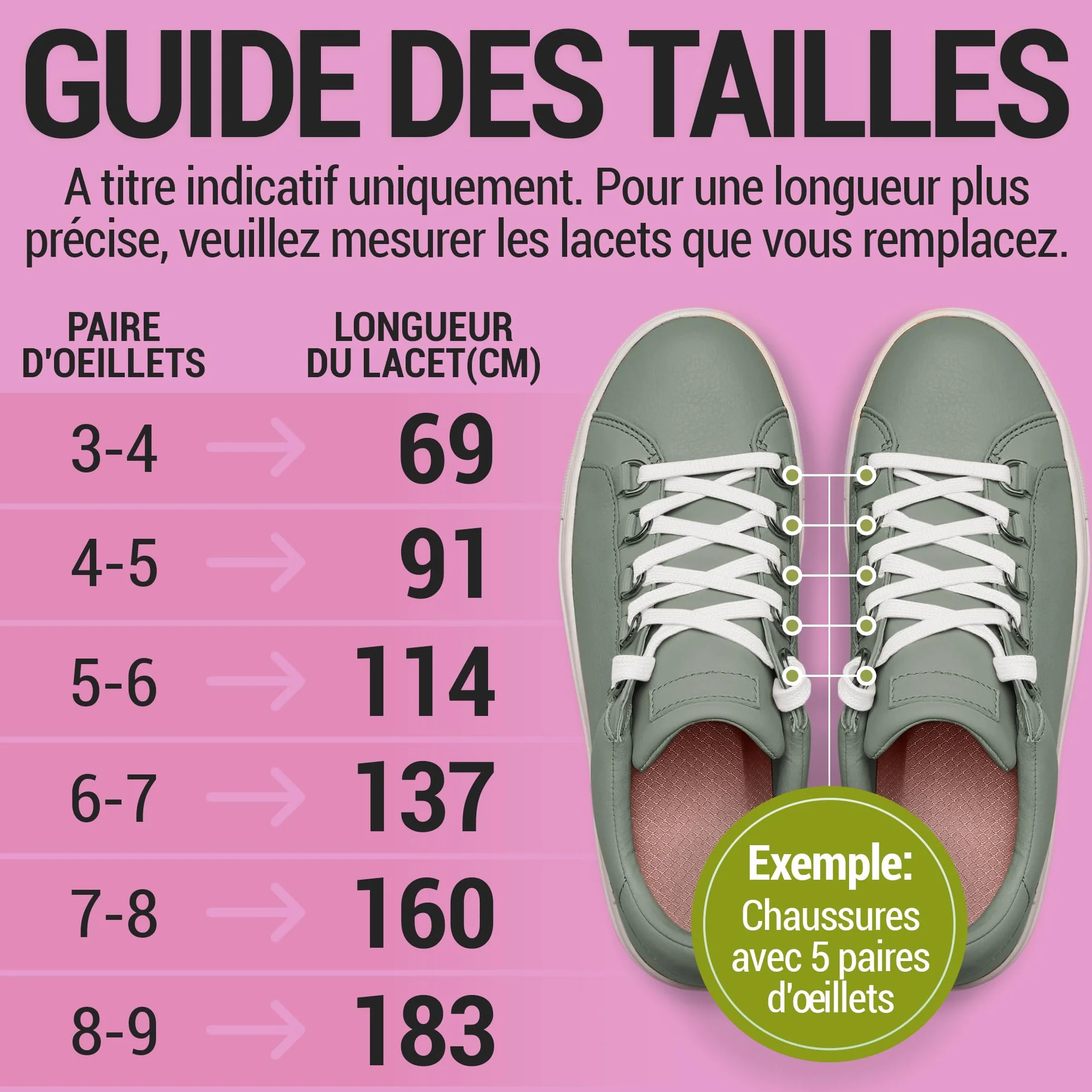 Miscly Lacets Plats Pour Baskets, Plusieurs Longueurs et Couleurs