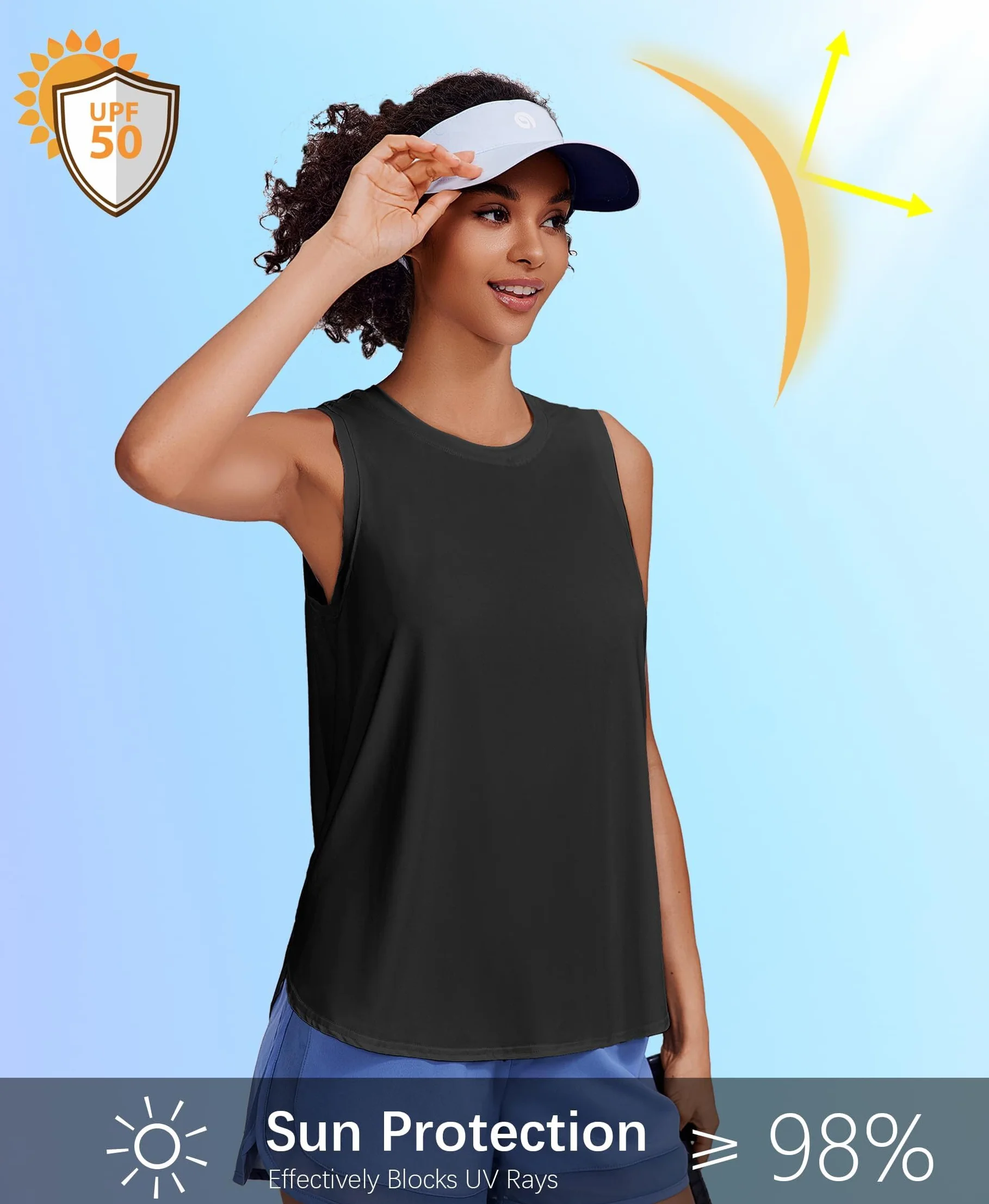 PINSPARK Débardeur De Sport pour Femme UPF 50+ Protection Solaire Yoga Fitness Haut Léger