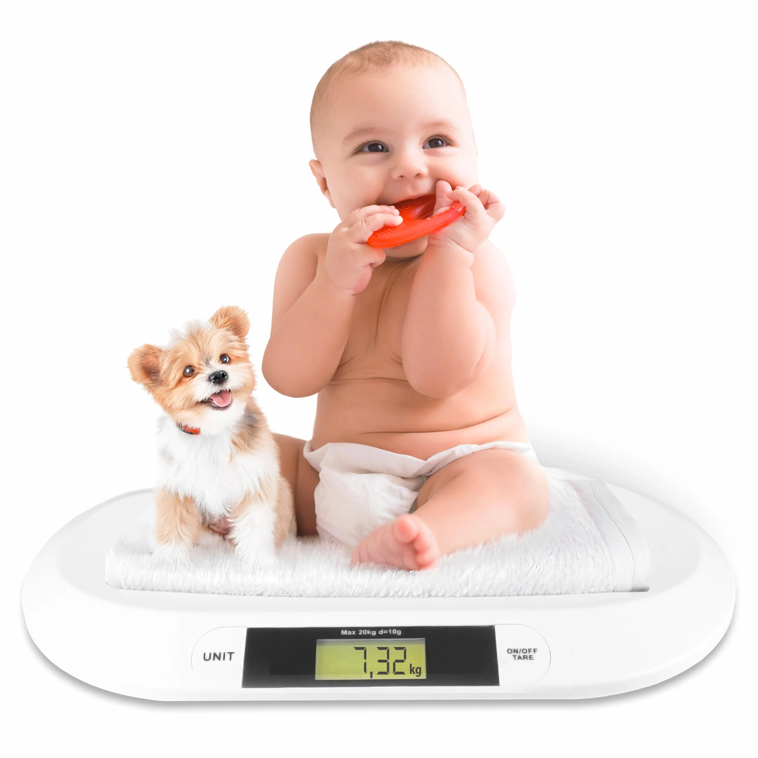 Silvergear Balance numérique pour bébé 20 kg - Balance nouveau-né avec affichage LED - 54,5 x 31,5 x 3,5 cm