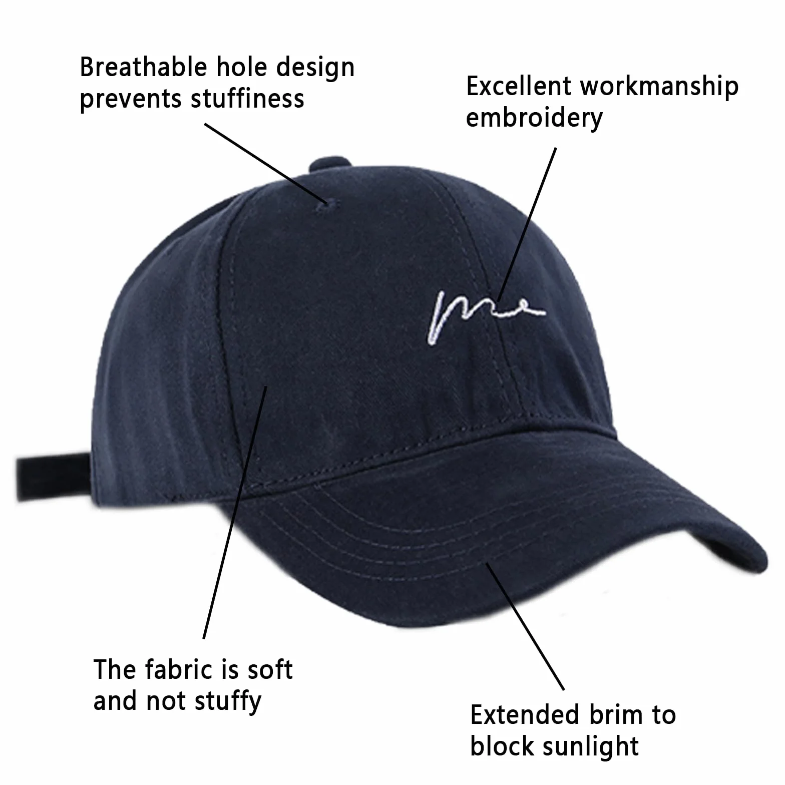 Casquette de Baseball Femme Protection UV Ajustable Respirante Taille Unique