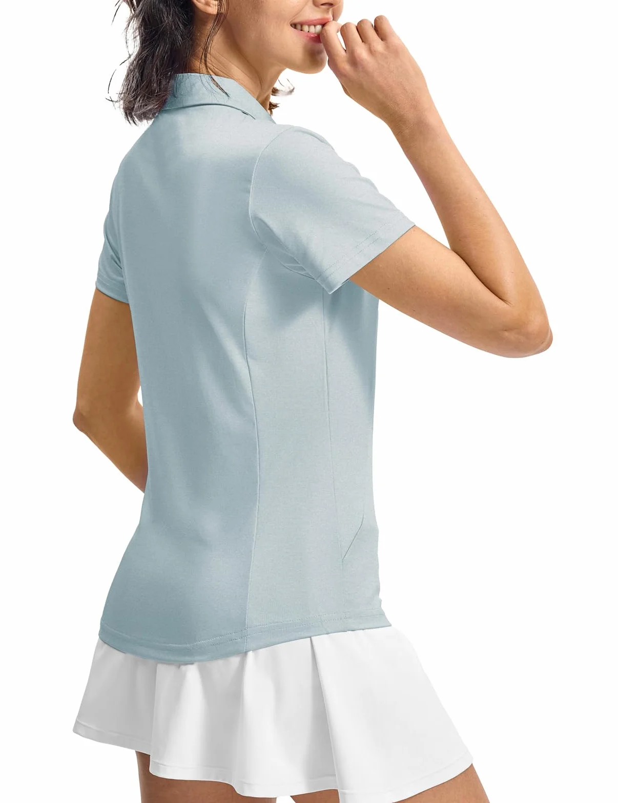Polo de golf à manches courtes pour femme UPF 50+ - Col en V Protection UV Séchage rapide