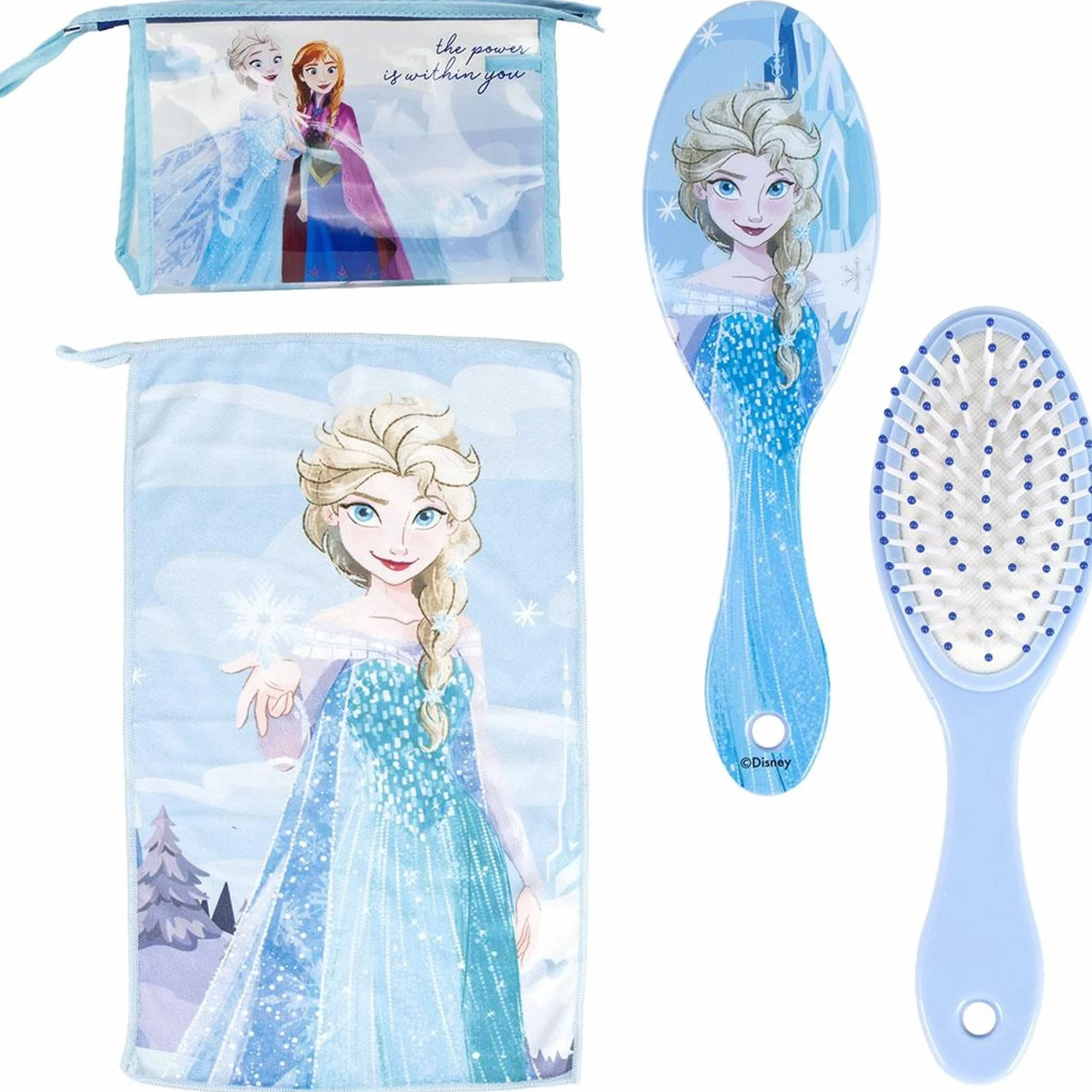 Trousse de Toilette La Reine des Neiges Voyage Bleu Transparente avec Fermeture éclair
