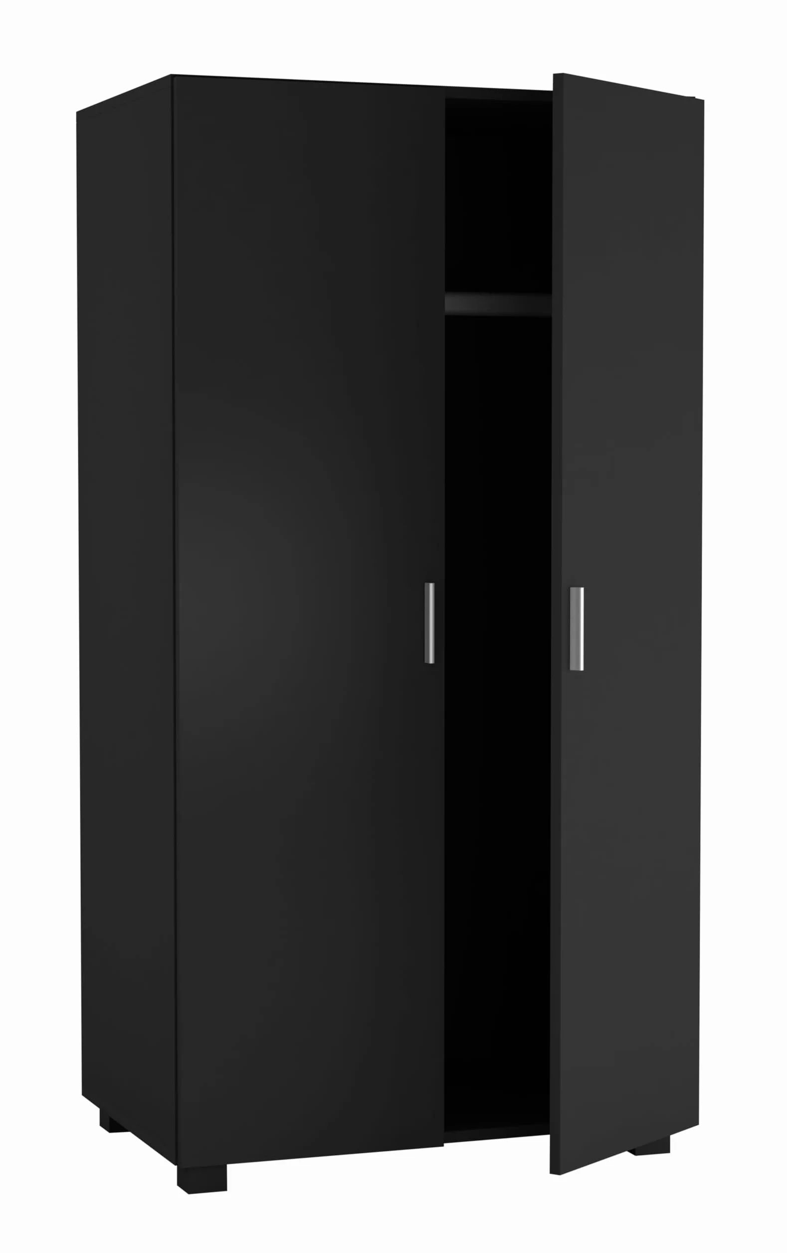 URBNLIVING Orlando Armoire en bois 2 portes avec barre suspendue noir