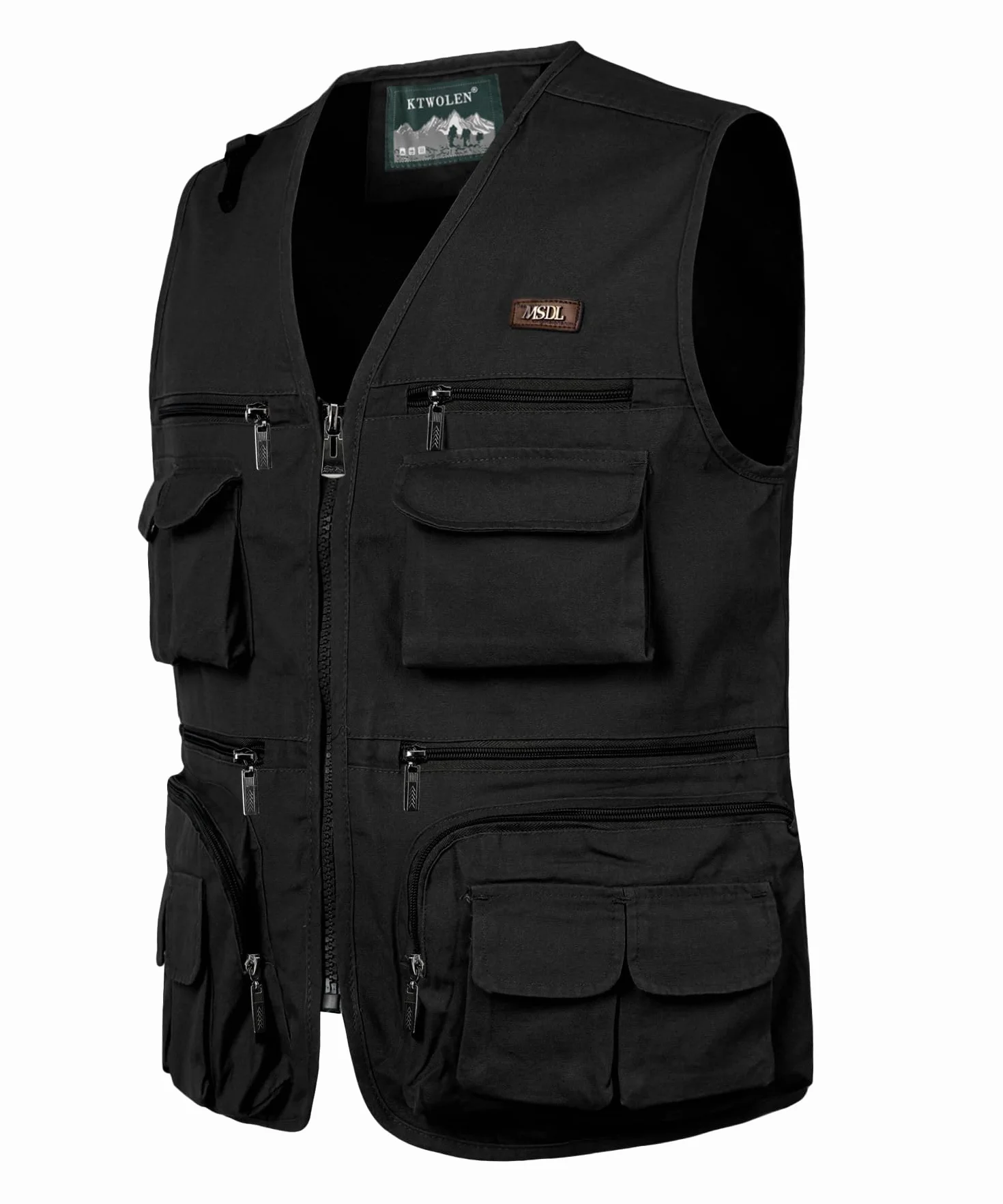 Gilet de Pêche Multipoches Sans Manche Fermeture éclair Homme Veste de Chasse