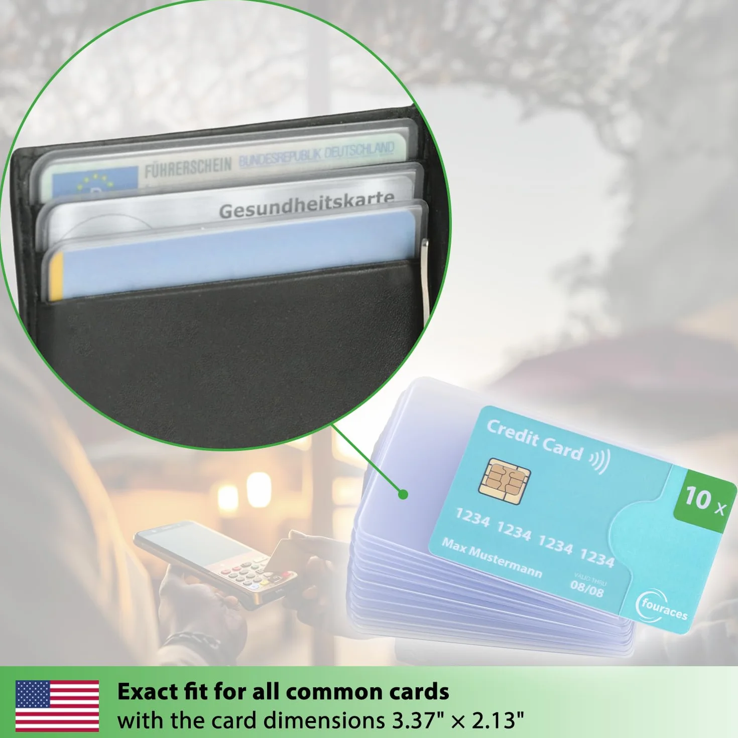 fouraces Protege Carte bancaire 10 pièces Transparent étui Rigide pour Carte navigo, Carte Bleu
