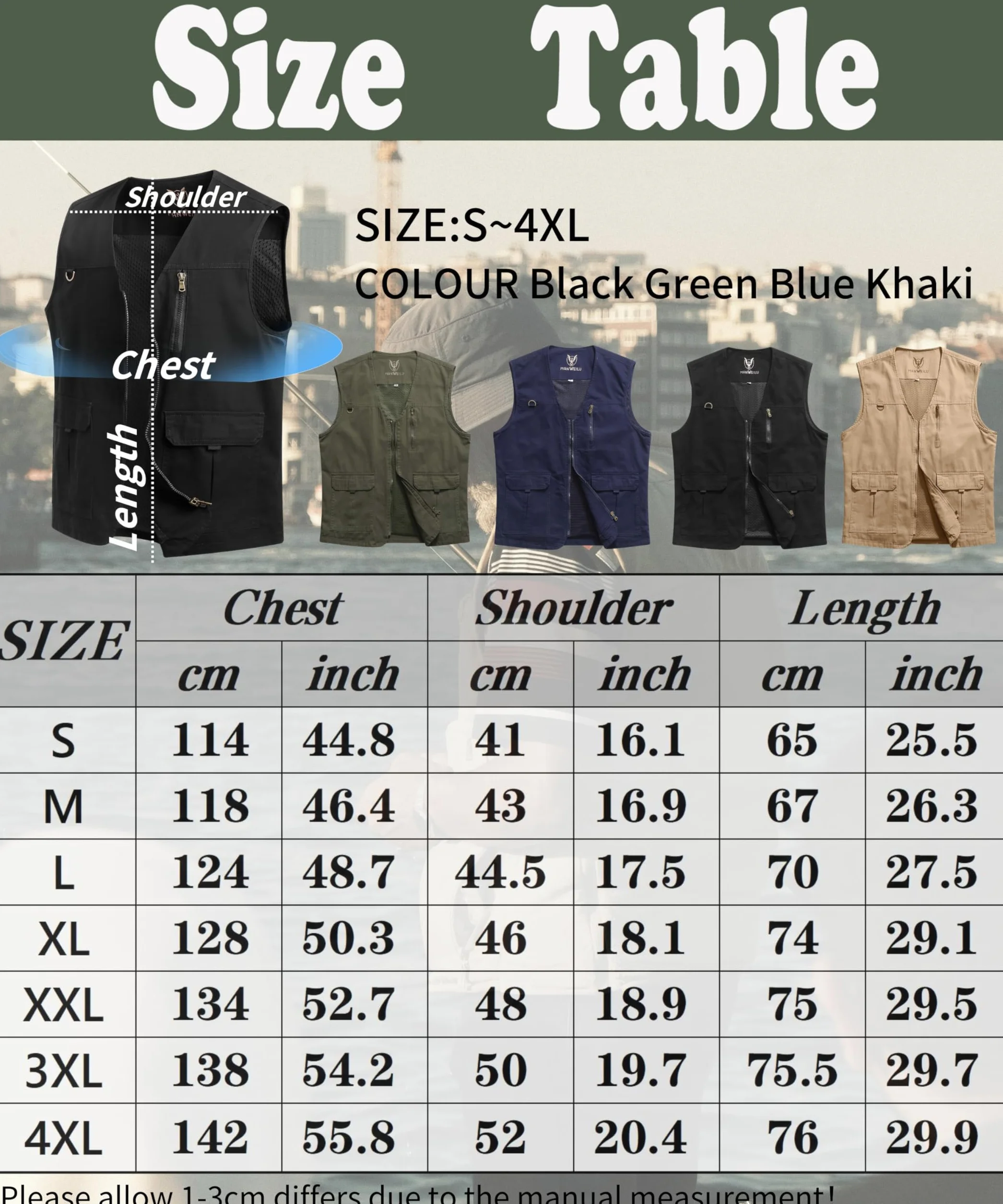 Gilet de Pêche Homme Plein air Sport Sans Manche Veste Léger Respirant Multi-Poche