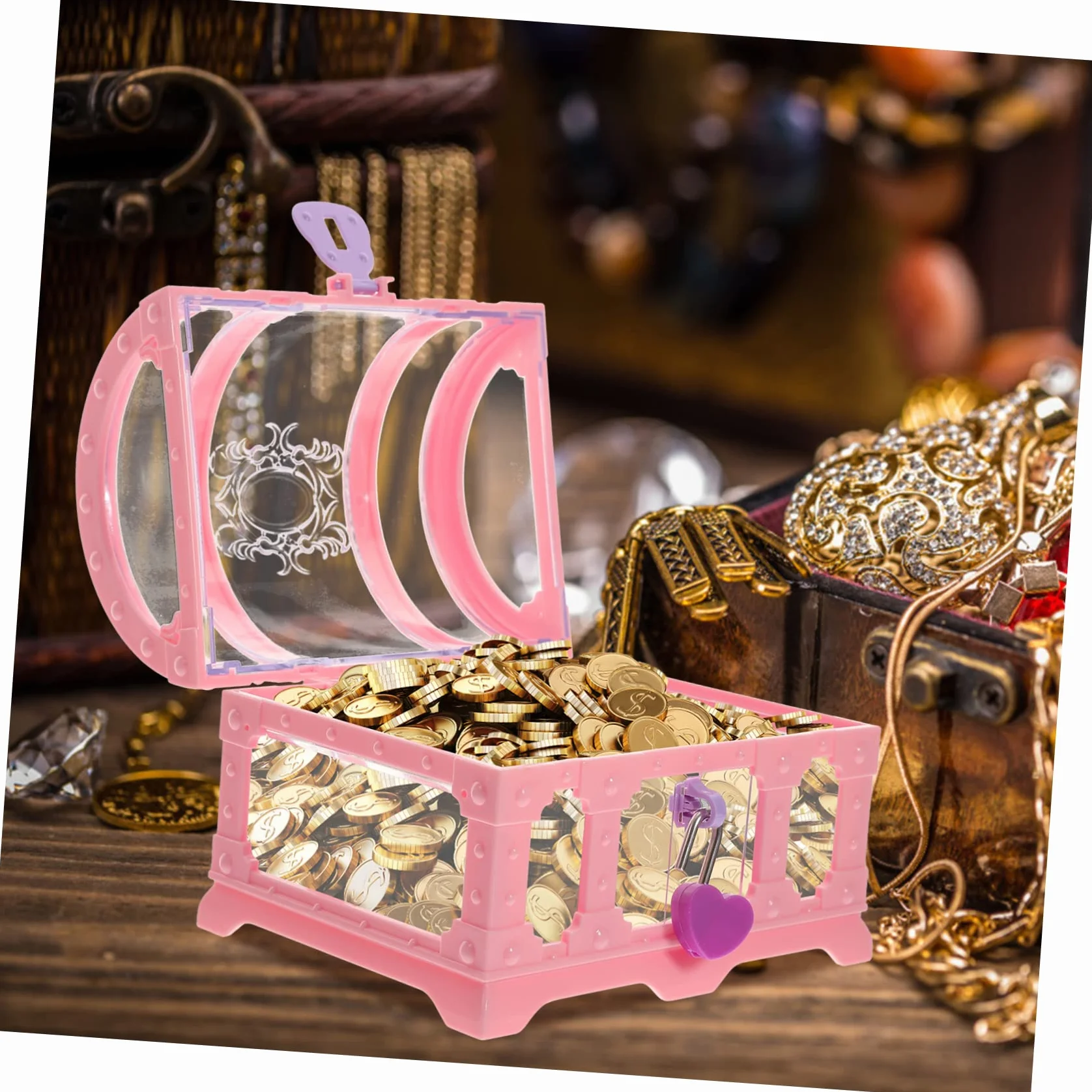 Coffre Trésor Pirate pour Enfants avec Serrure Boîte à Jouets et Bijoux Compacte 5.51 x 4.33 x 4.13 Pouces