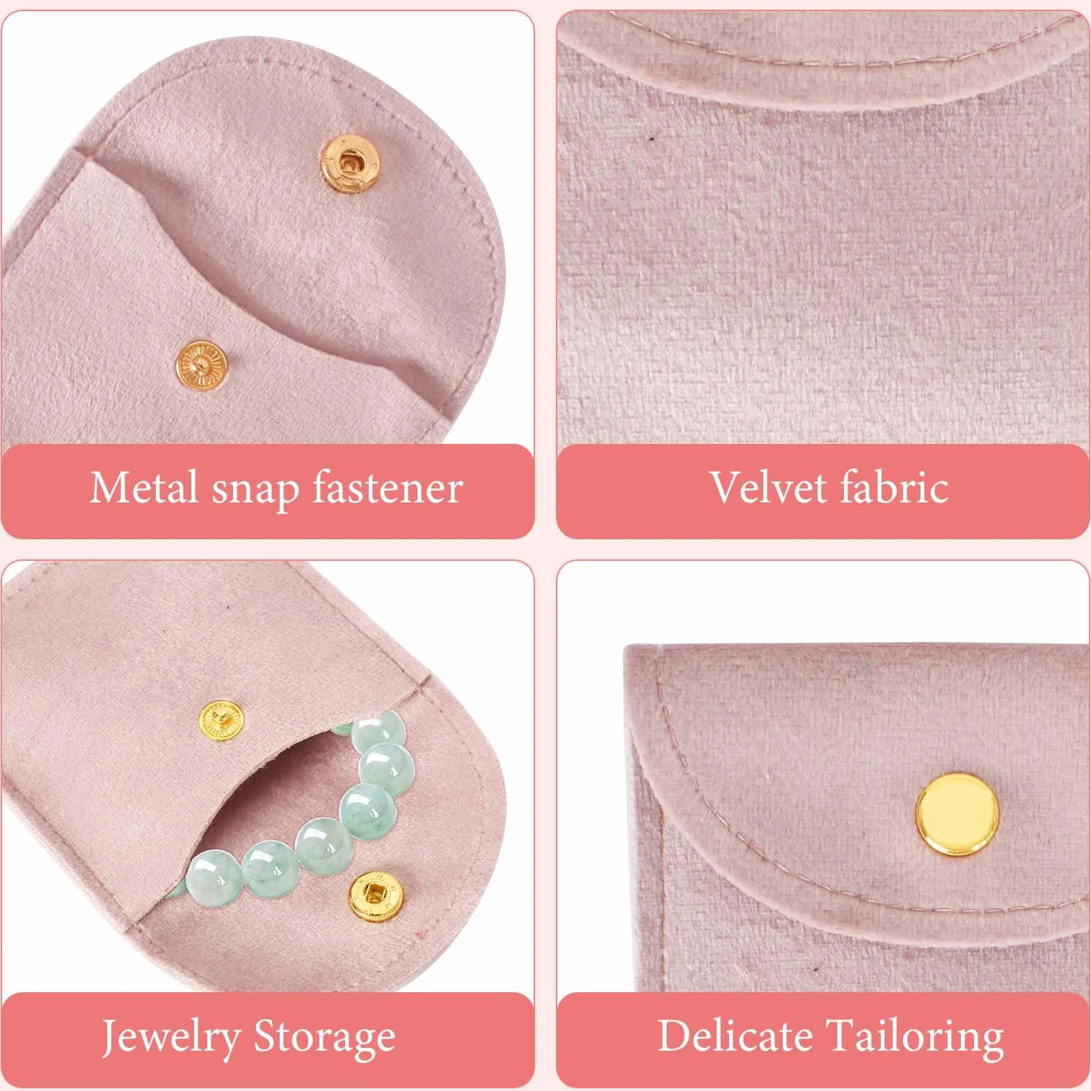 Pochettes à Bijoux en Velours 8x8cm avec Bouton-Pression, Sacs Cadeaux Carrés - 6 Couleurs