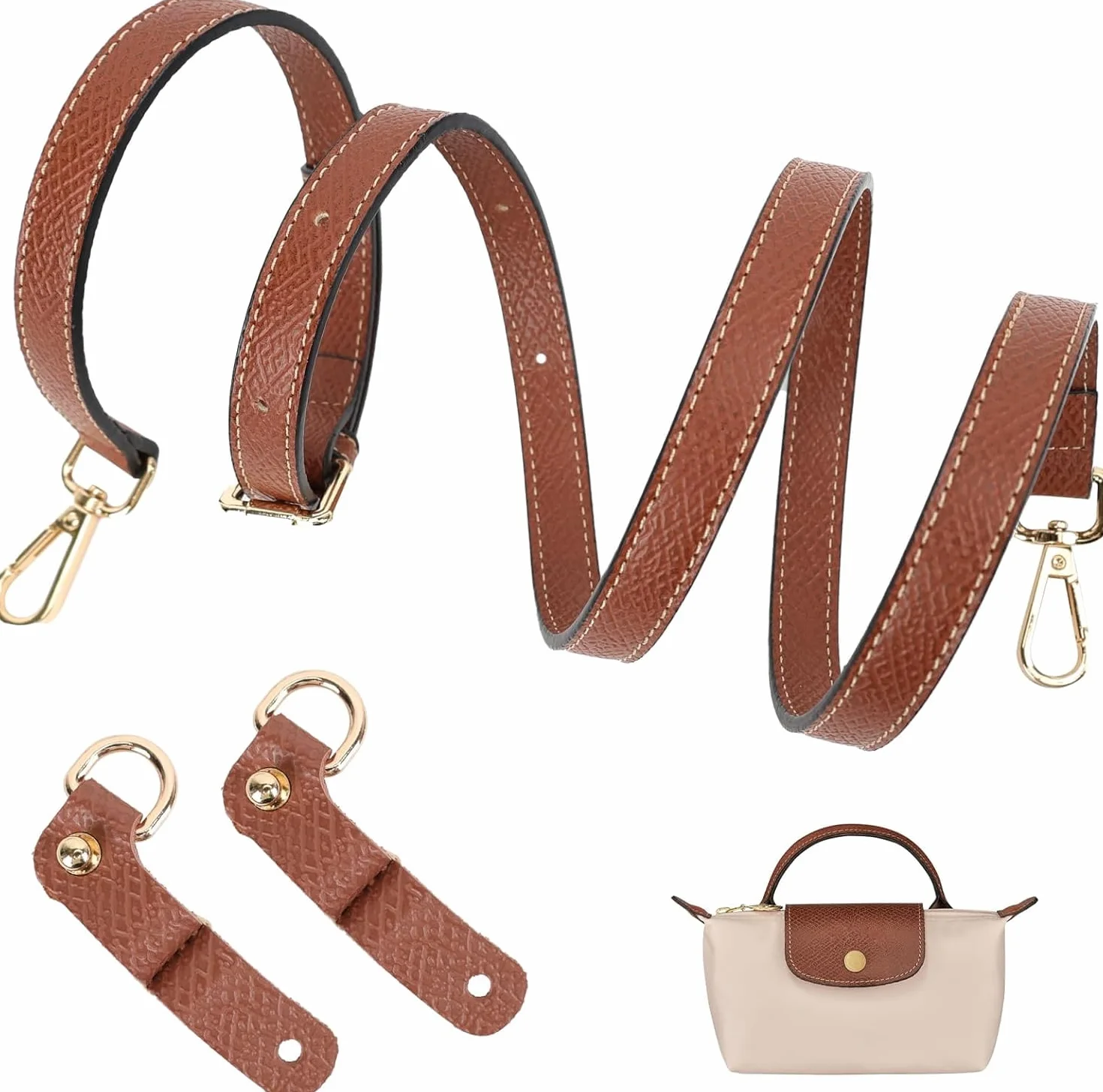 Bandoulière pour Sac Longchamp Mini, Largeur 1,2cm, Cuir Réglable