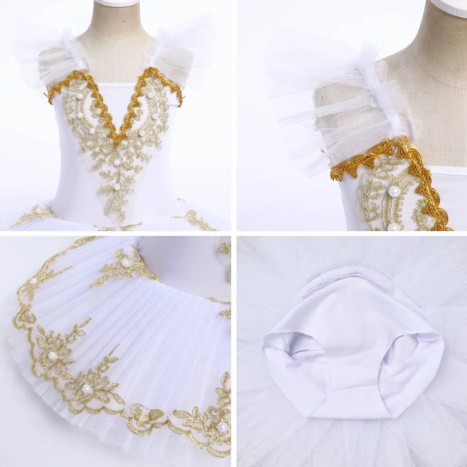OBEEII Robe de Ballet Paillettes Broderies Tutu Justaucorps Danse Classique Gymnastique Léotard