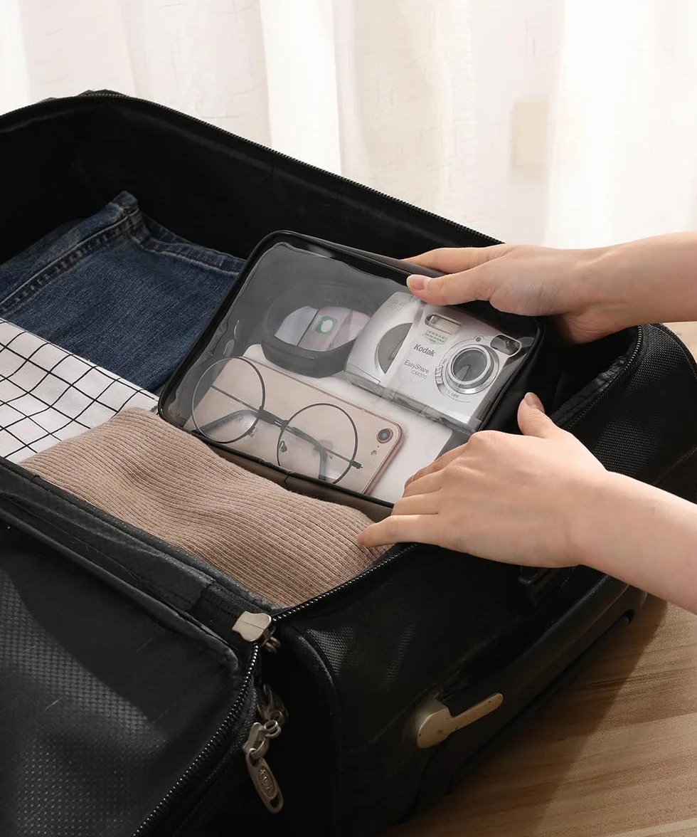 Kit de Voyage Transparent Trousse de Toilette 5pcs Bouteilles Vides 100ml Étiquettes Vierges Feutres Encre Permanente