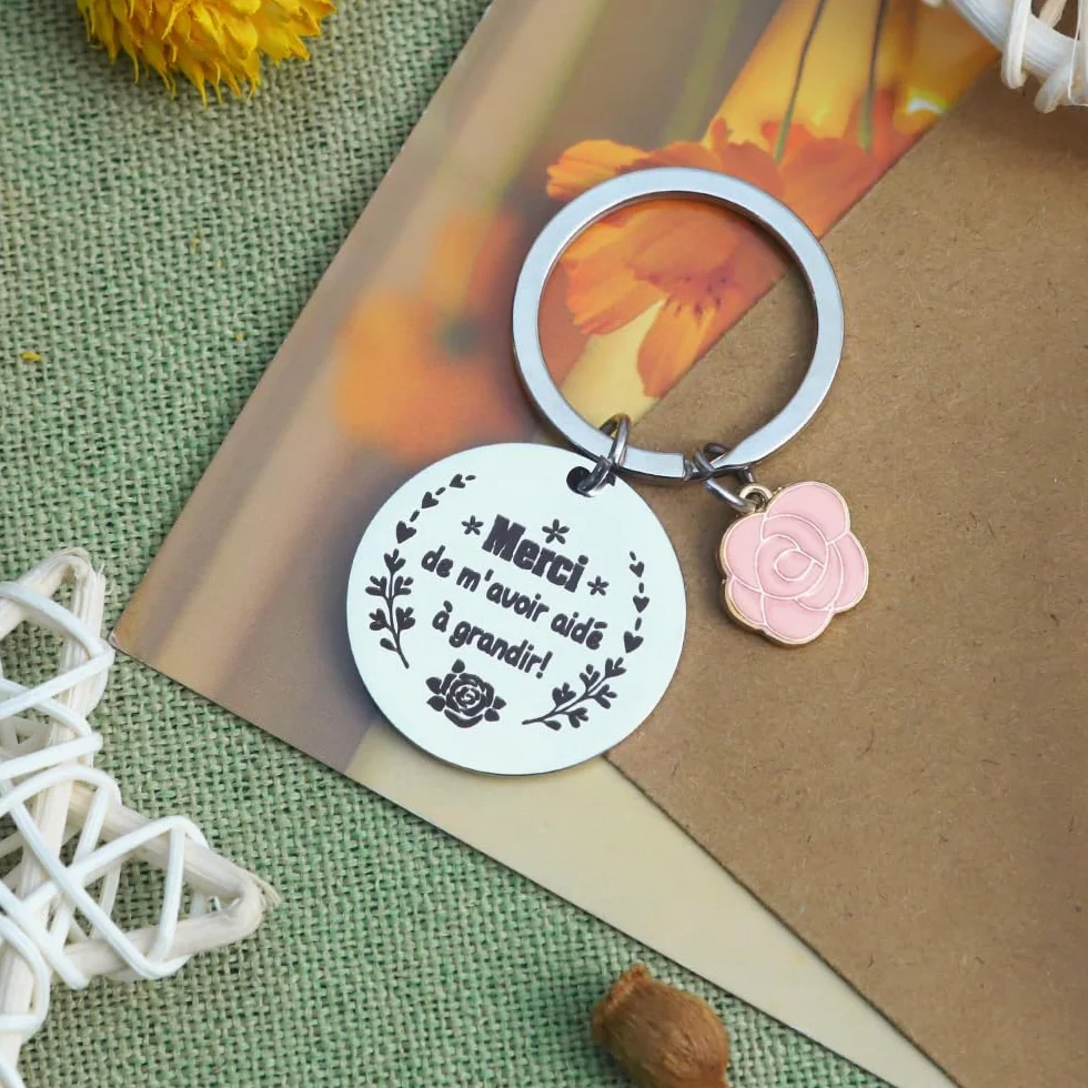 Porte Clef Cadeau Maitresse D'école Fin D'année Merci De M’avoir Aidé À Grandir