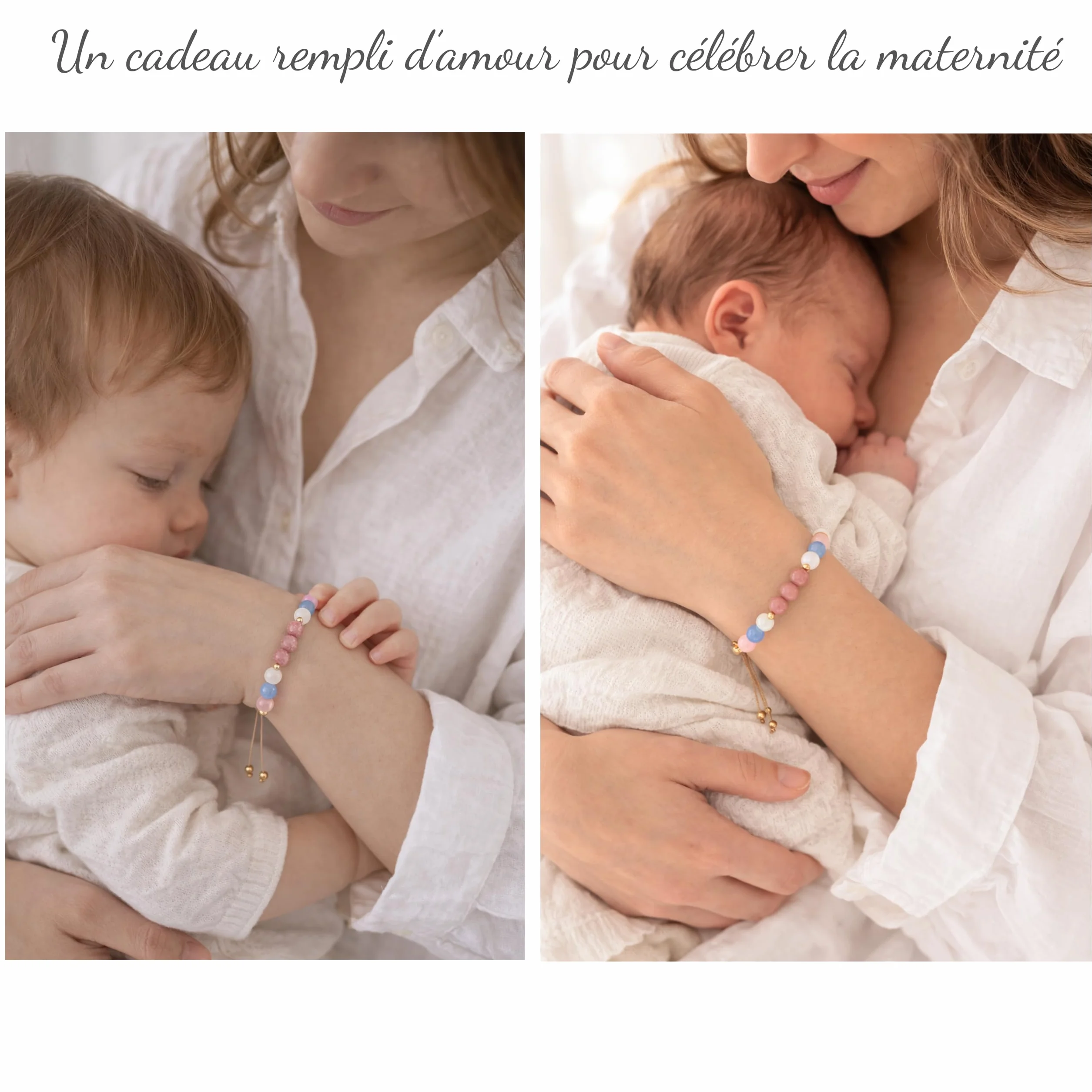 Bracelet Future Maman Pierre Naturelle Ajustable – Cadeau Femme Enceinte Baby Shower