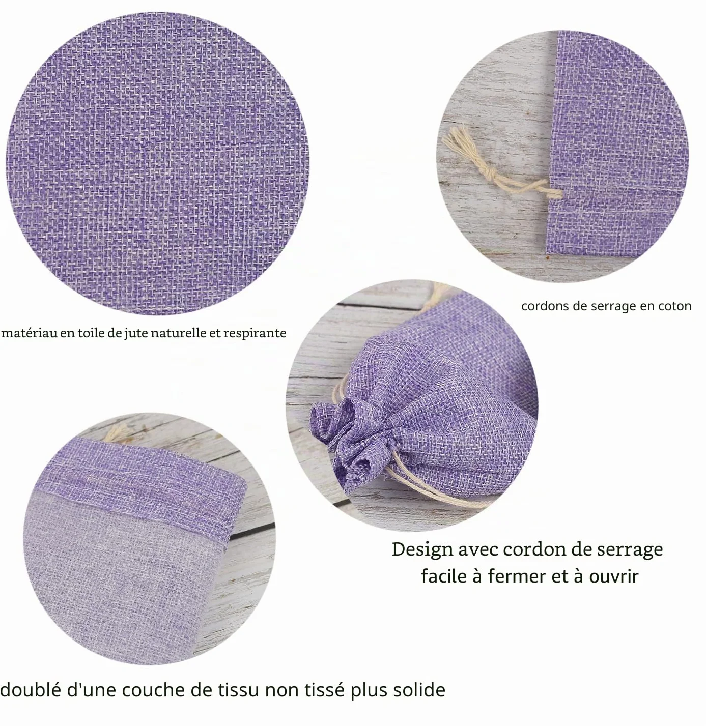 Sachets en Jute 24 Pièces Petit Pochette en Lin Sacs Cadeau avec Cordon Serrage pour Lavande, Bijoux, Mariage