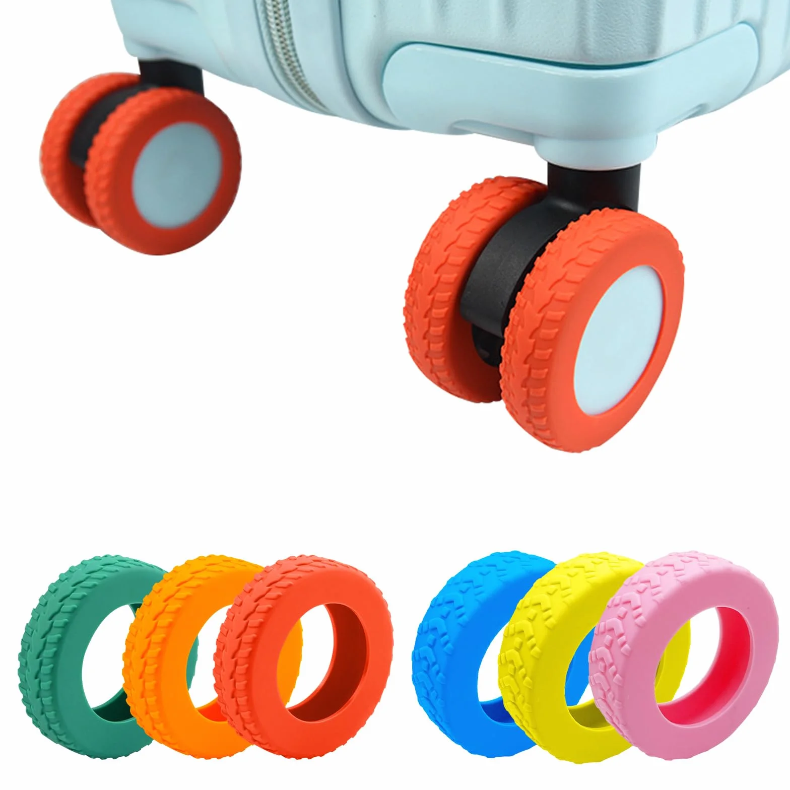 Housses de Protection Silicone pour Roues de Valise 8 Pièces Largeur Latérale 10 mm Réduction de Bruit