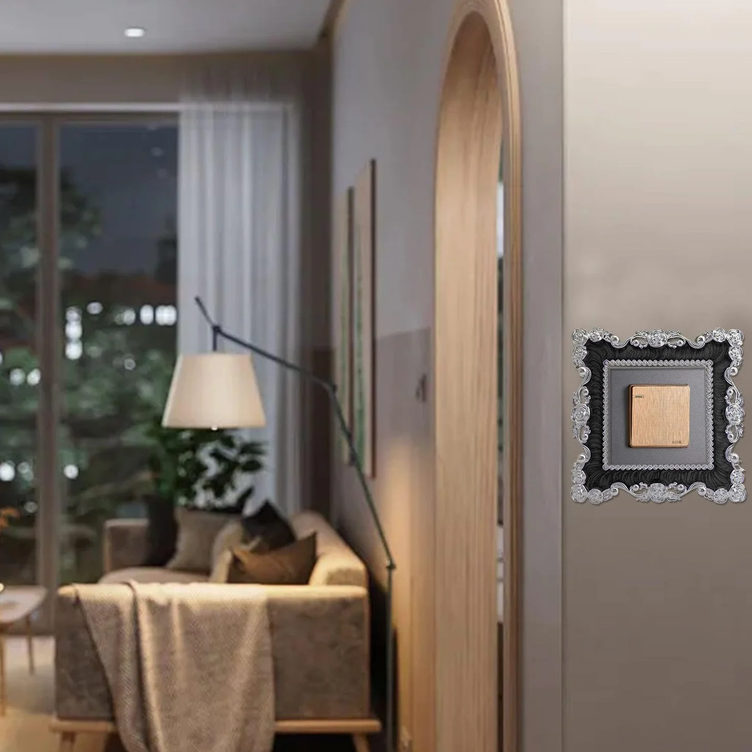 Autocollants de Bordure d'Interrupteur en Dentelle Rose, 3 Pièces Décoration d'Interrupteur