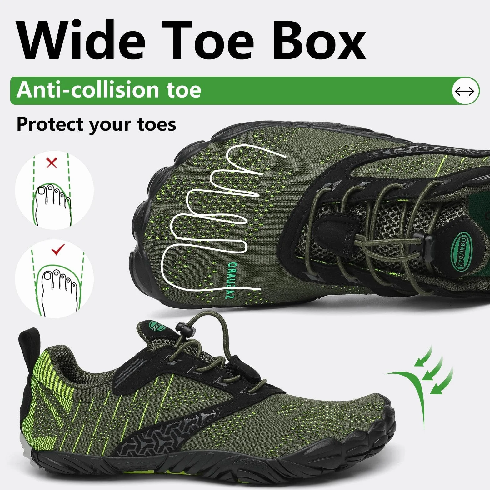 SAGUARO Chaussures de Trail Running Barefoot Homme Femme Minimalistes Antidérapant Aquatiques