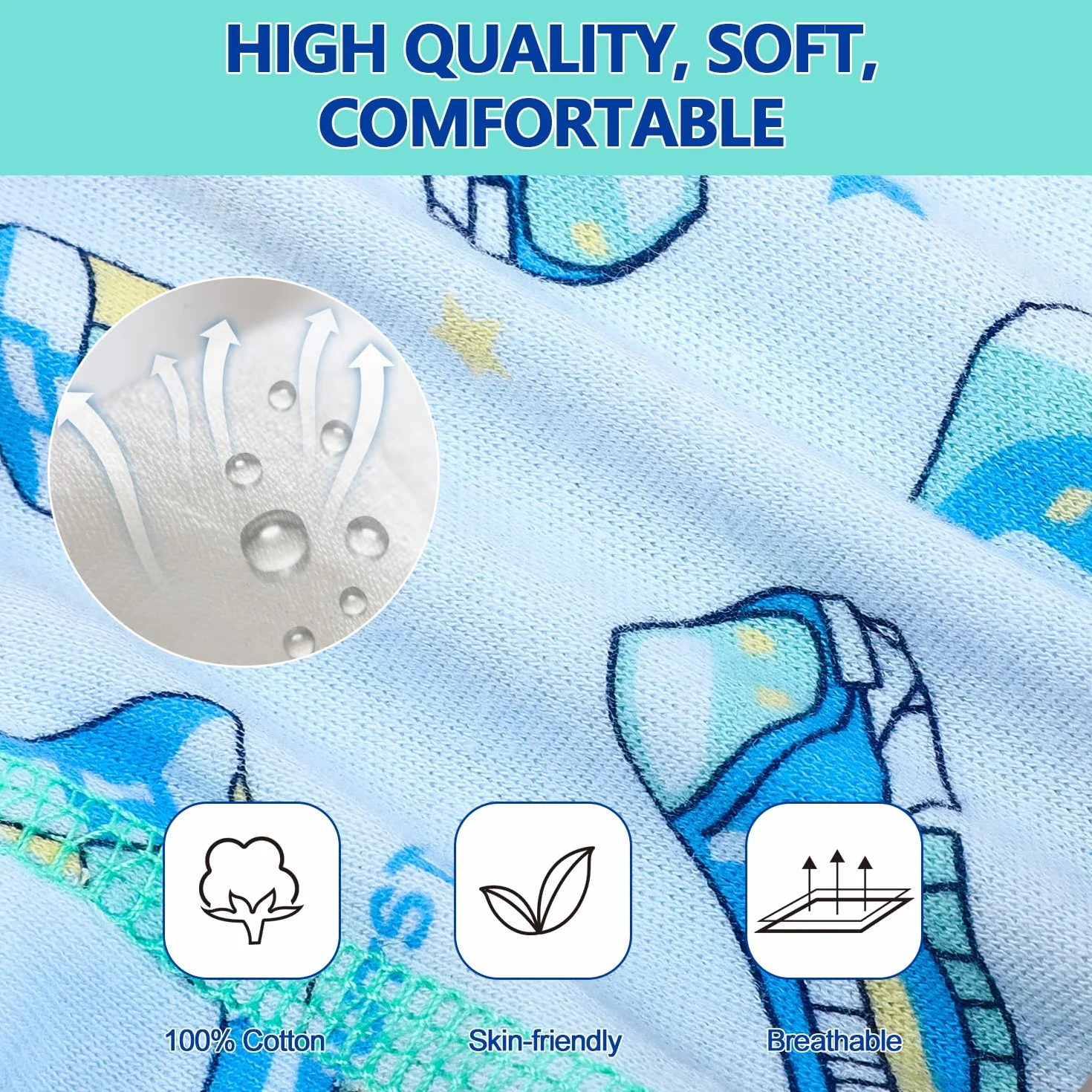 MOEMOE BABY Culotte Apprentissage Propreté Garcon Lavable 10 Paquets Bleu 2 Ans