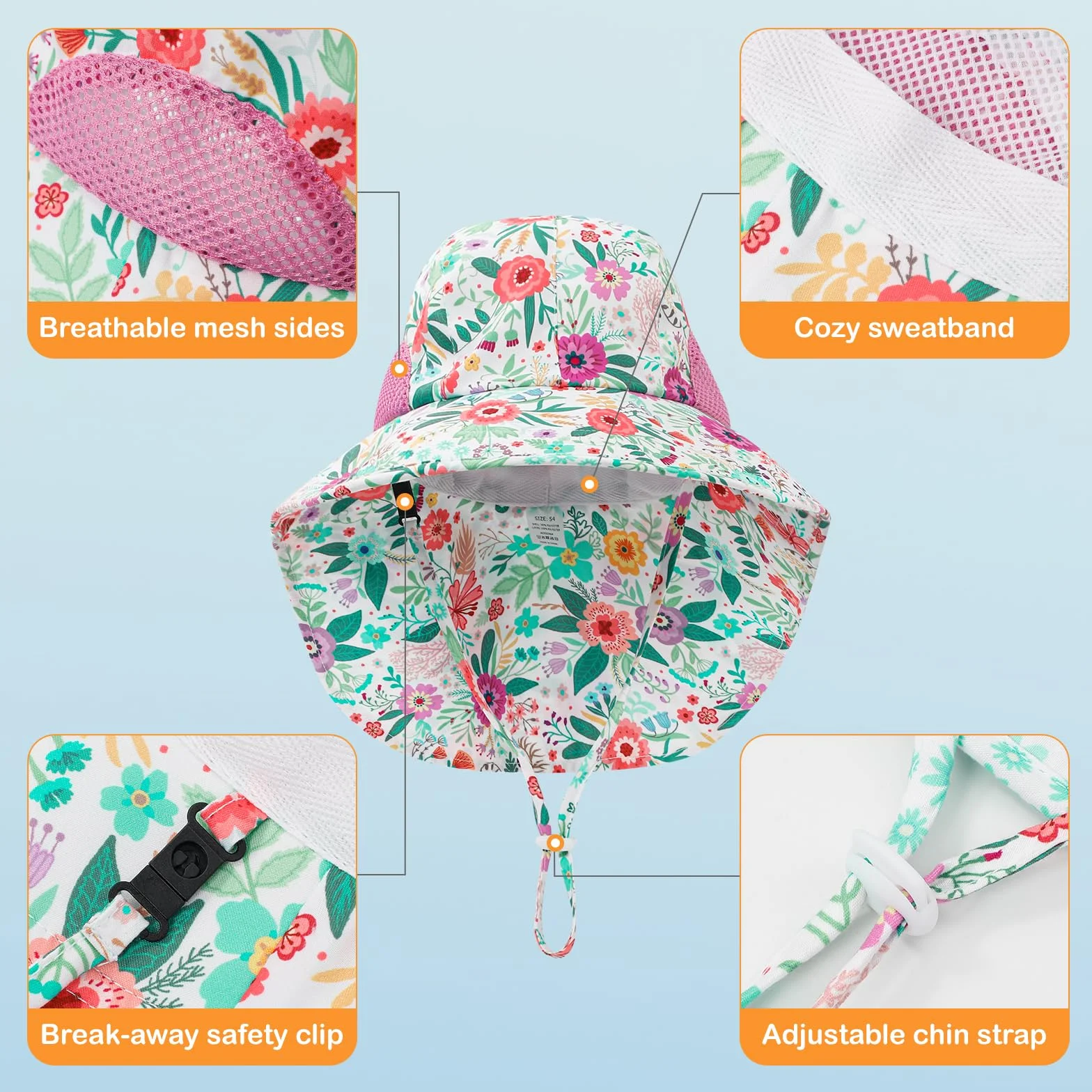 MASOCIO Chapeau Anti UV Bébé Enfant Bob Soleil Garçon Fille Casquette de Plage Réglable