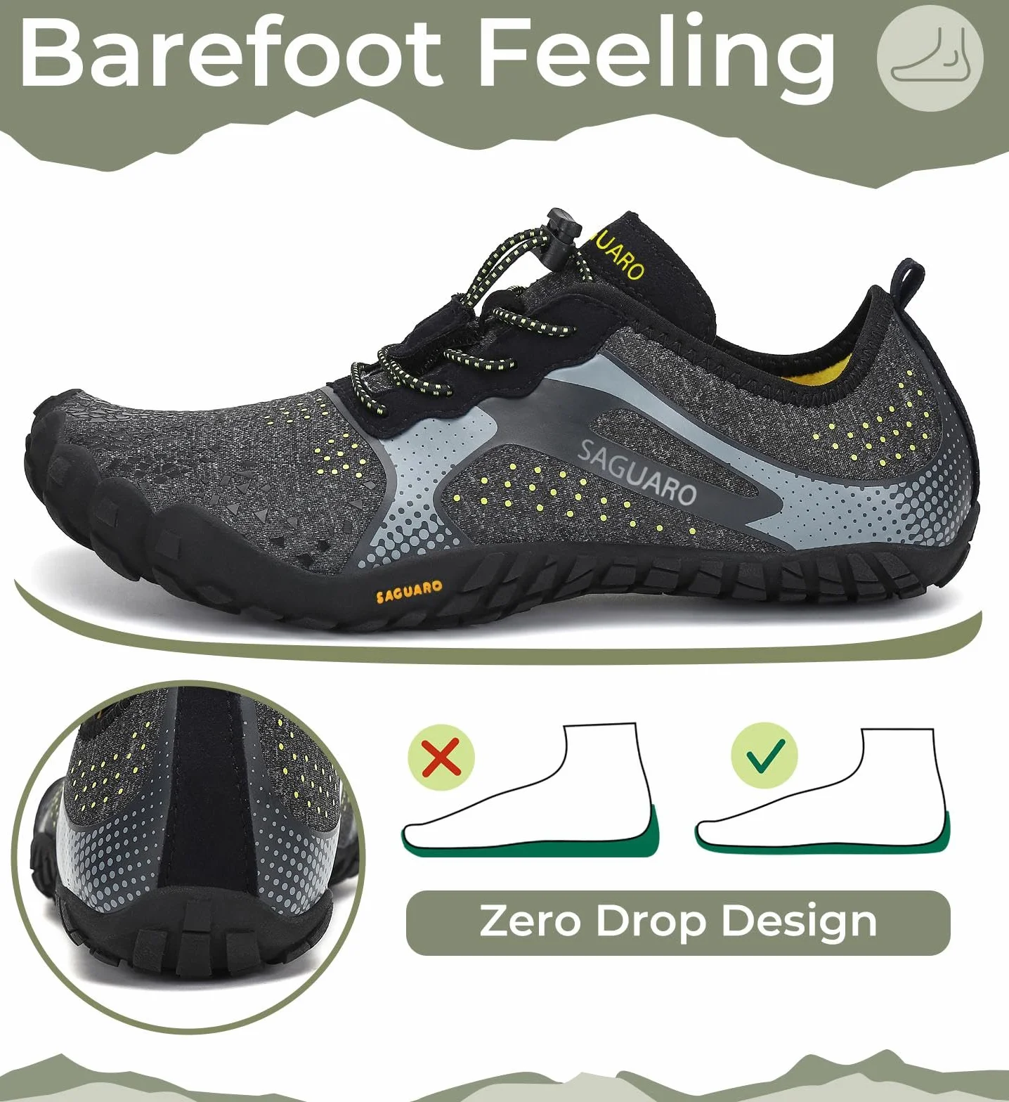 SAGUARO Chaussure Barefoot Homme Femme Pieds Nus