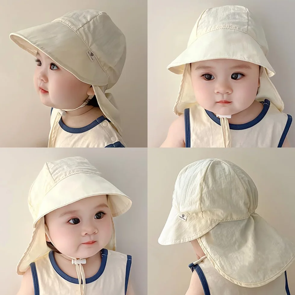 Chapeau Anti UV Bébé Enfant Respirant (Beige)