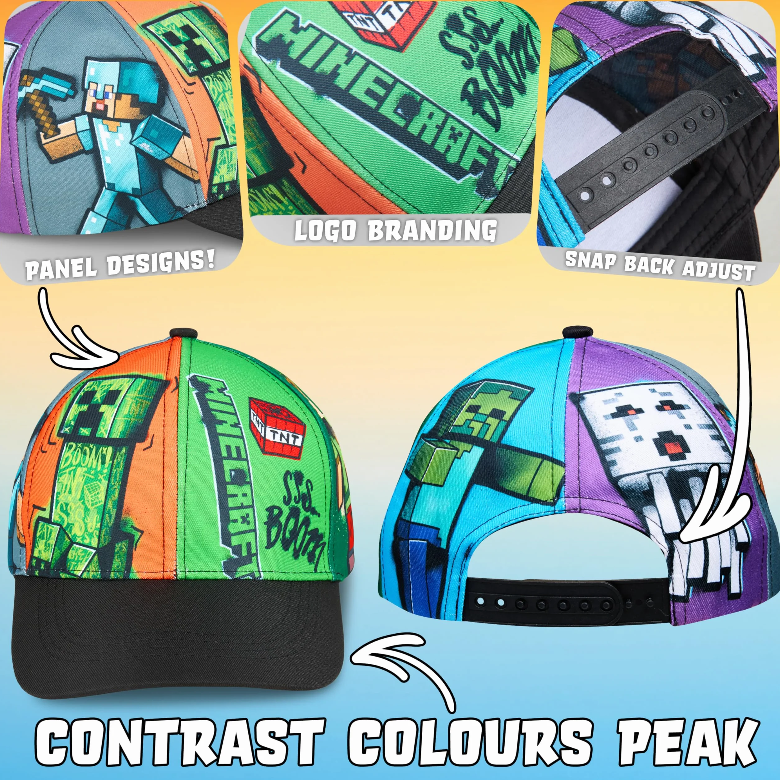 Minecraft Ensemble Casquette Trucker Enfant et Lunettes de Soleil 100% UV Protection Creeper Accessoire Été