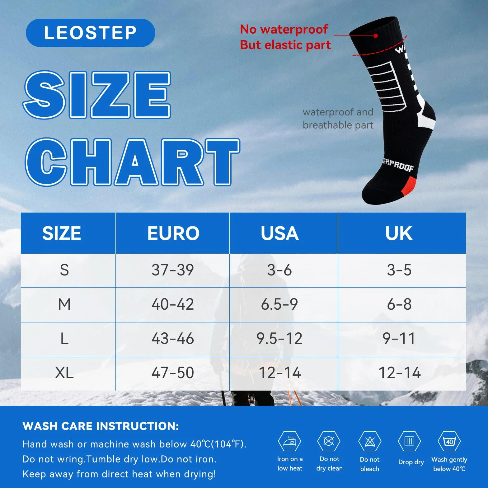 LEOSTEP Chaussettes imperméables sport extérieur haute performance cyclisme ski VTT golf course randonnée