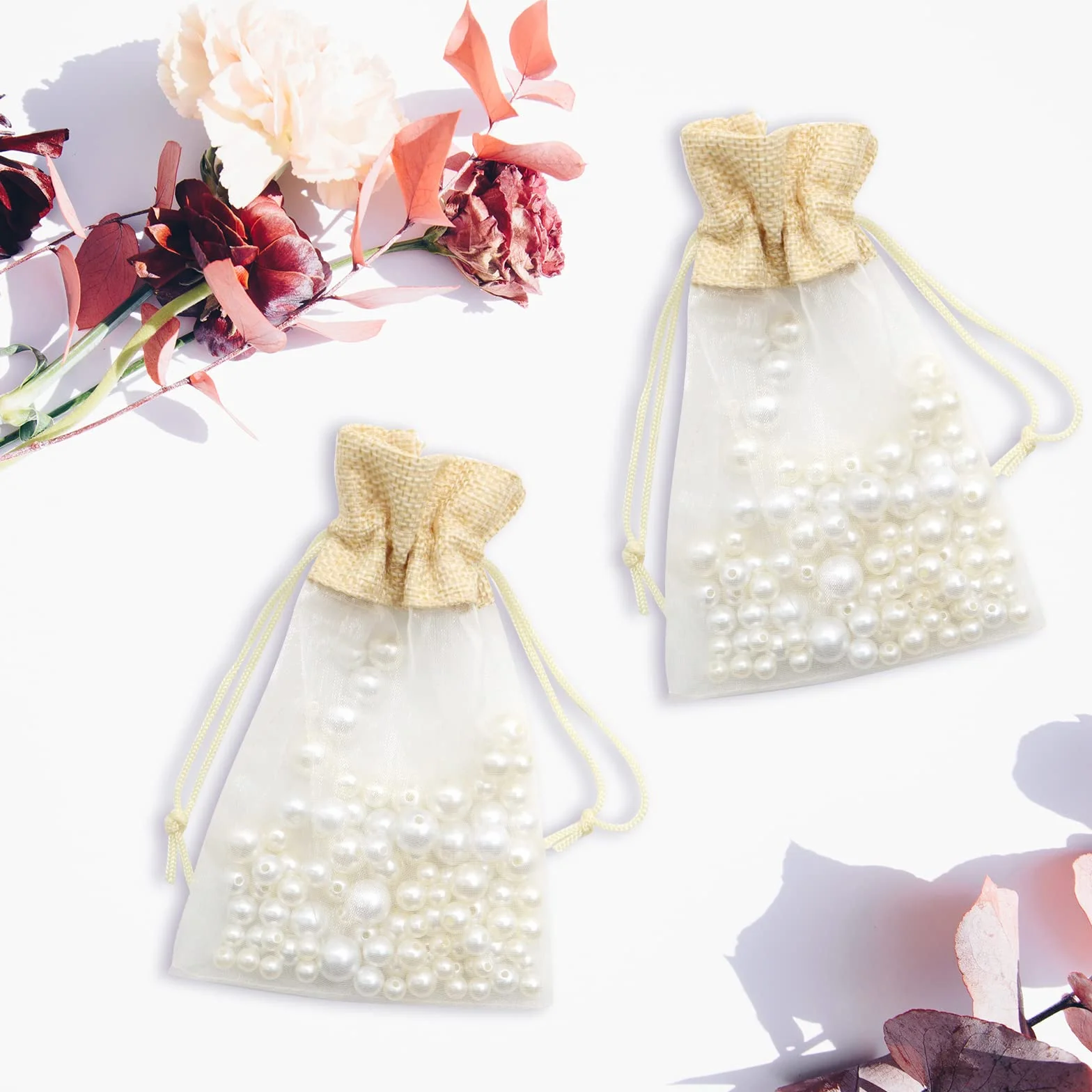 Sachets Organza 10x15 cm 24 Pièces avec Cordon de Serrage Réutilisable pour Mariage Bijoux