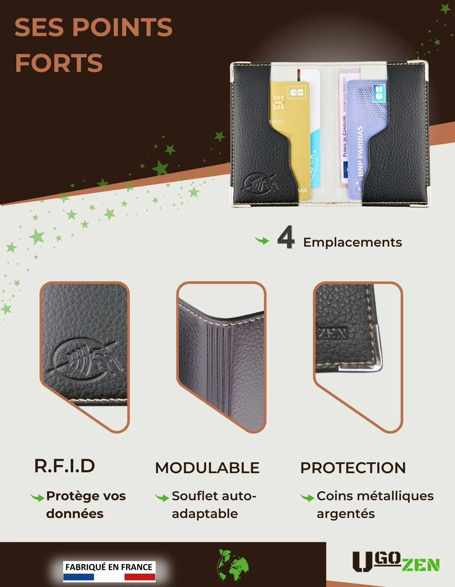 Ugozen Étui Cartes Bancaires RFID Luxéo Porte Carte Bleue