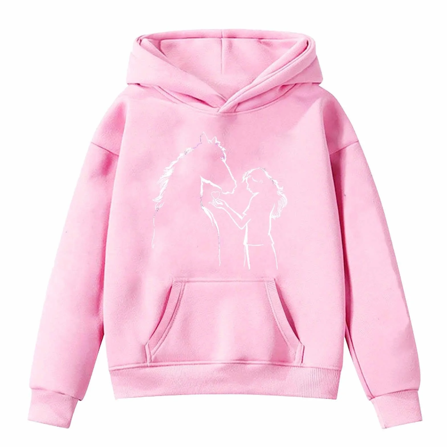 Sweat à capuche à manches longues avec imprimé cheval