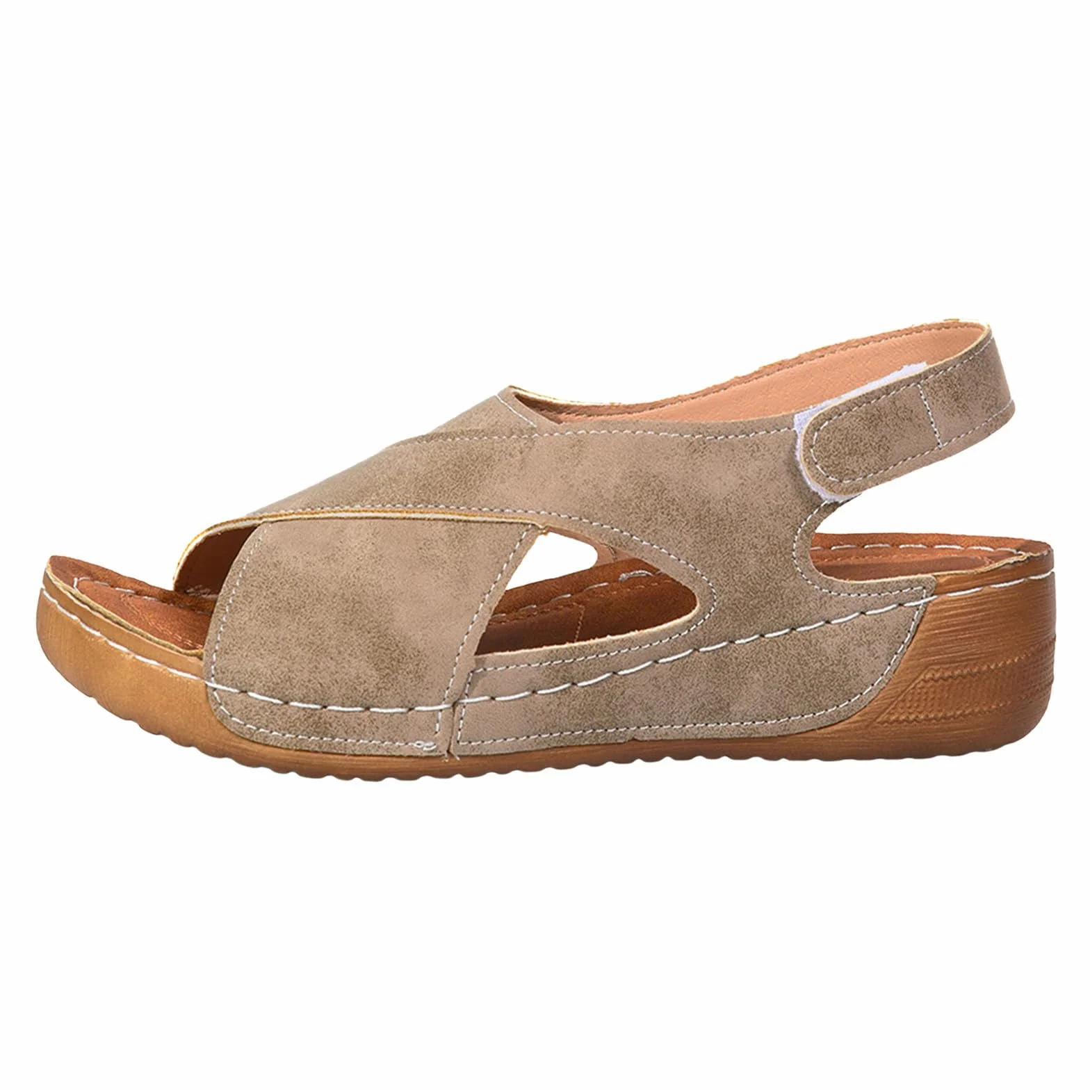 Sandales Femme Orthopédiques à Plateforme Slingback Talon Compensé Confortable