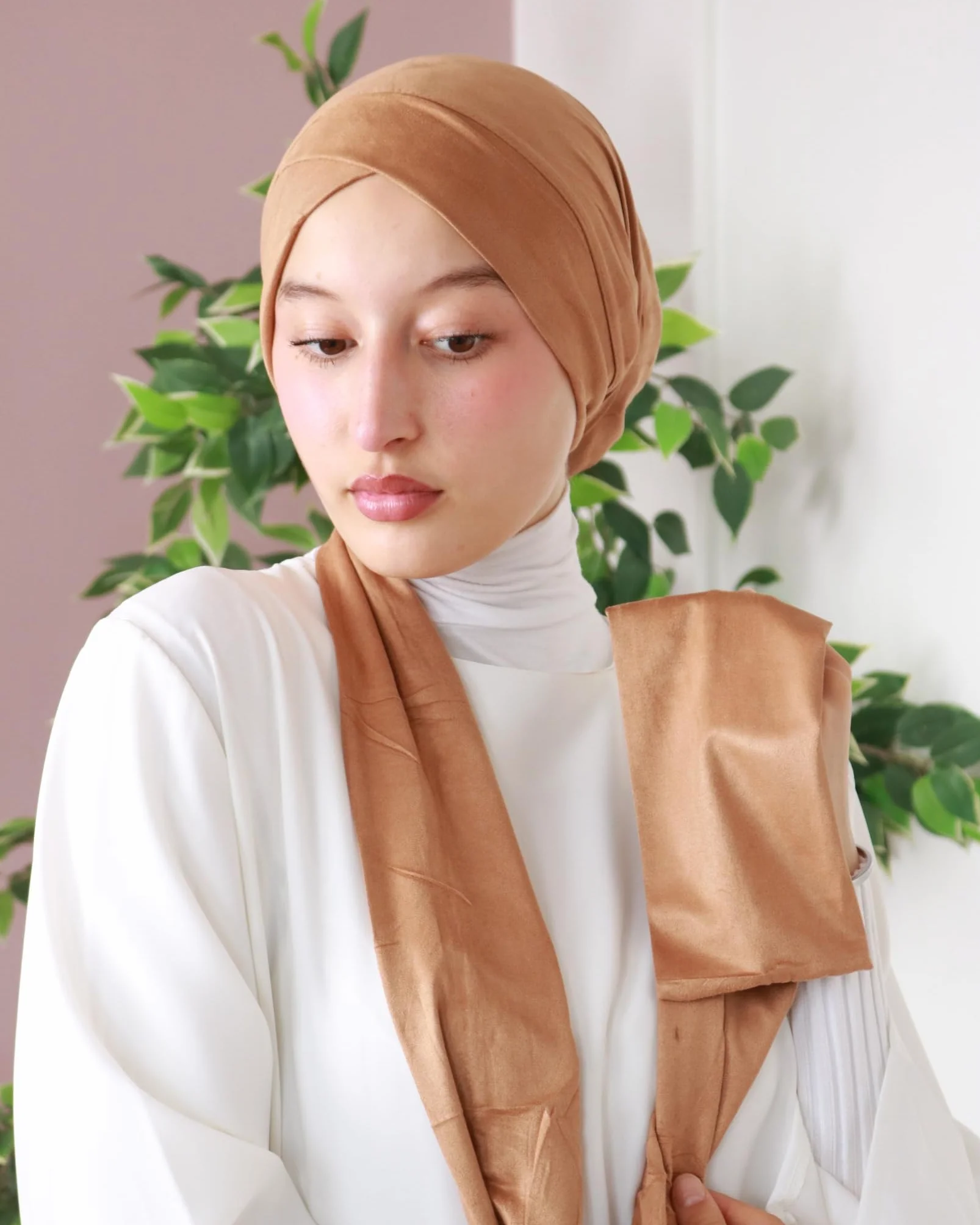 Lamis Turban à Enfiler en Daim pour Femme Musulmane TU-5