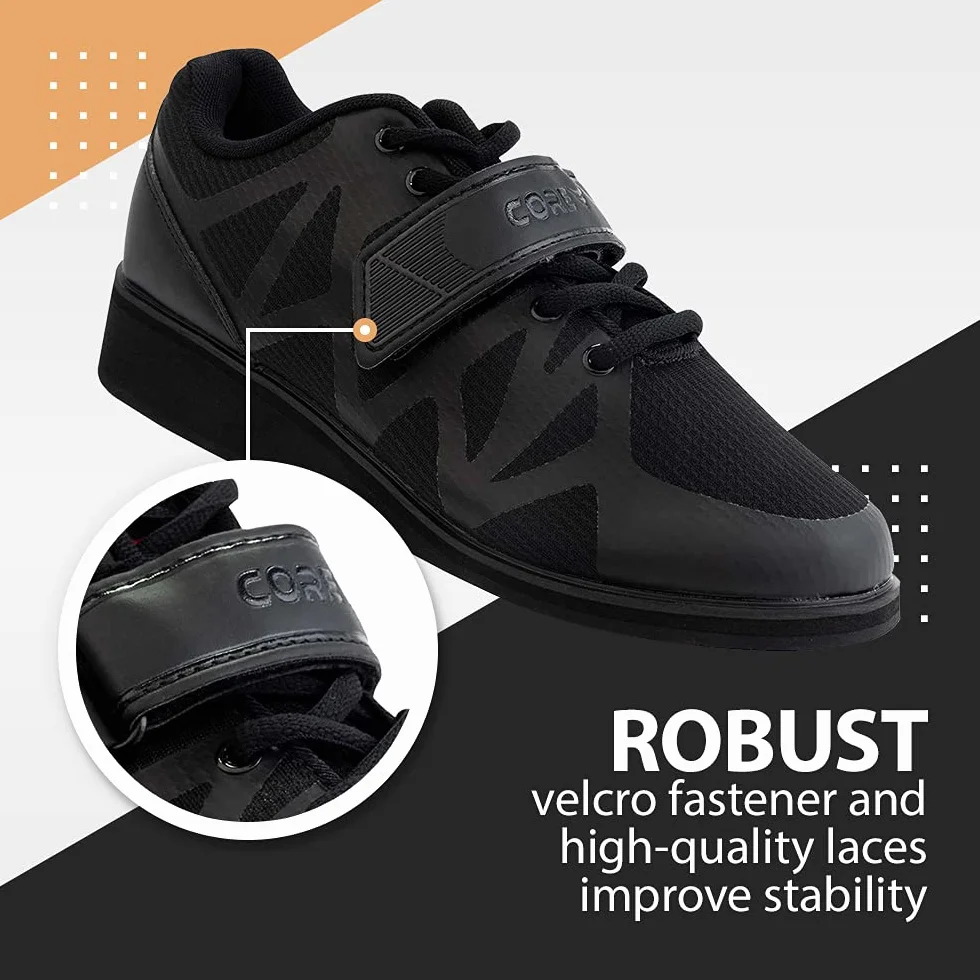 CORE Chaussures d'Haltérophilie Antidérapante Talon 3cm Noir