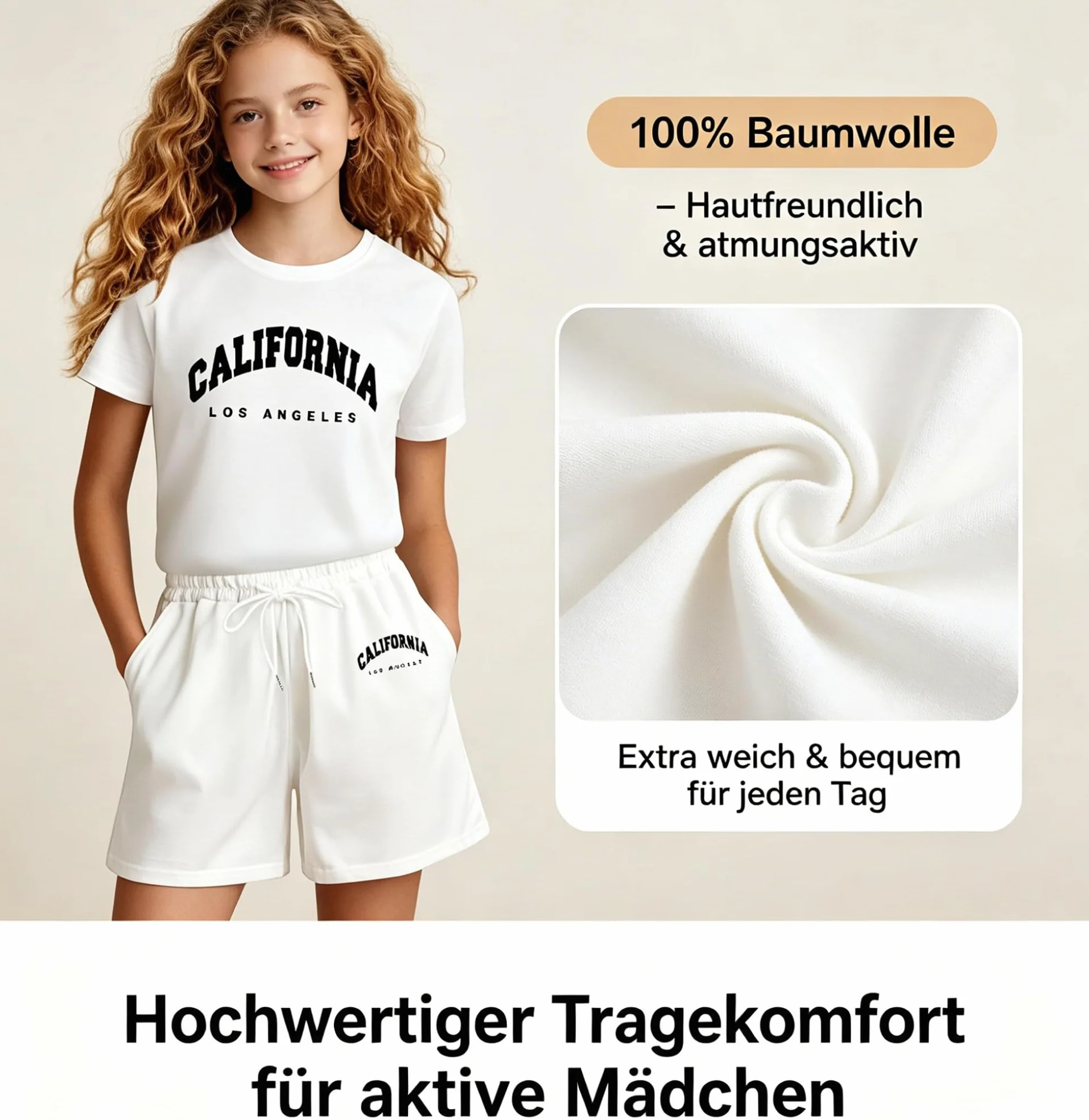 Ensemble t-shirt et short 2 pièces pour filles vêtements de sport respirant 4-14 ans