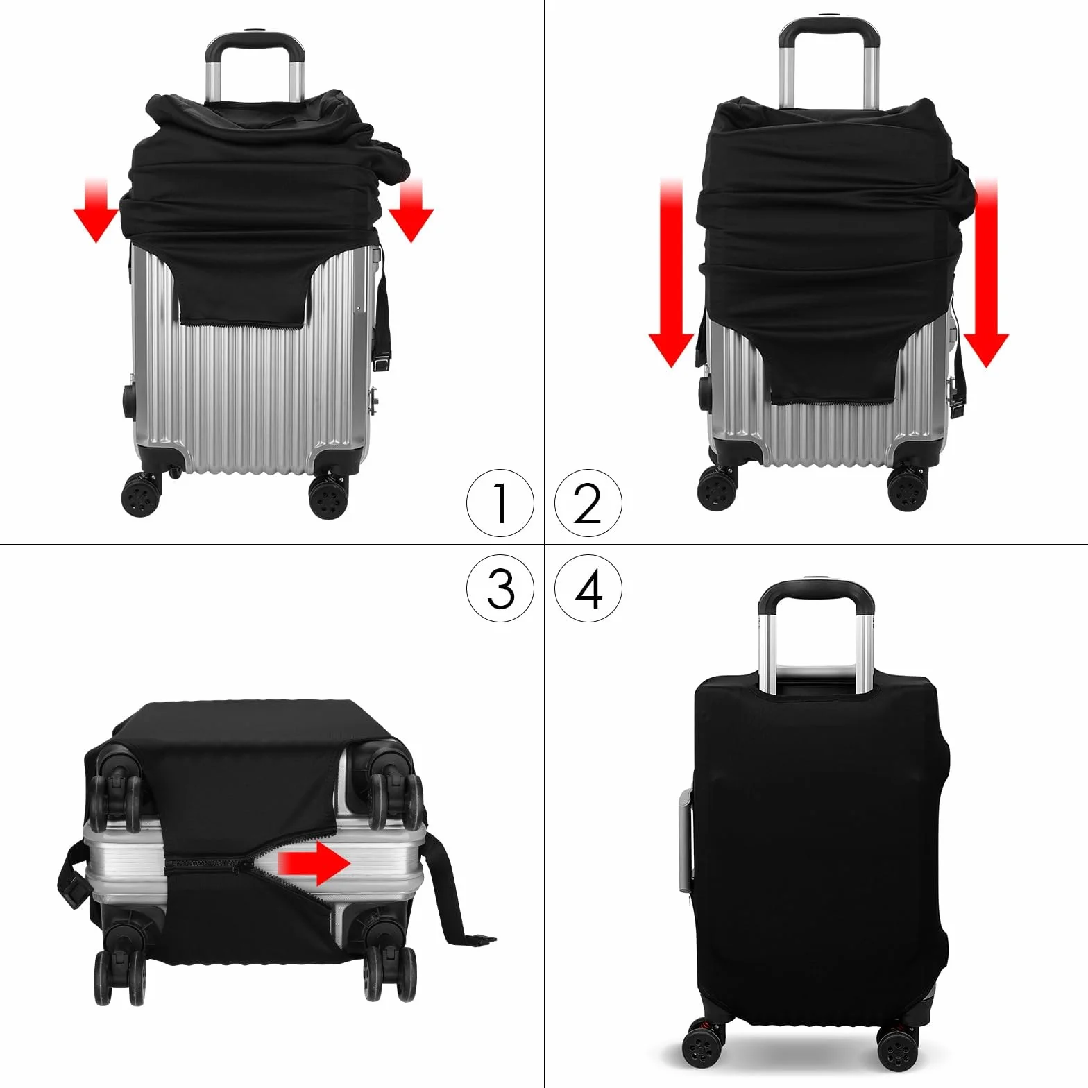 Housse de Valise Elastique Protection Bagage Spandex 26 Pouces Noir