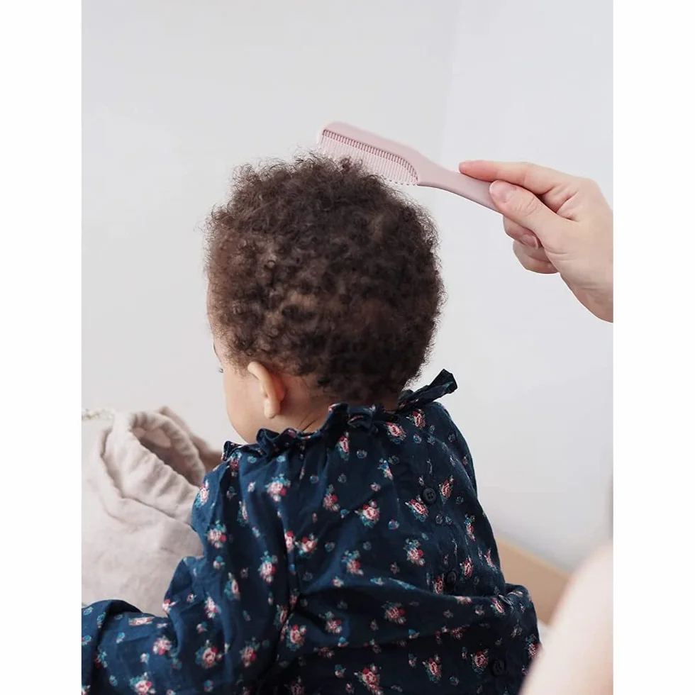 BÉABA Peigne et Brosse à Cheveux Bébé Enfant avec Rangement Intégré Old Pink