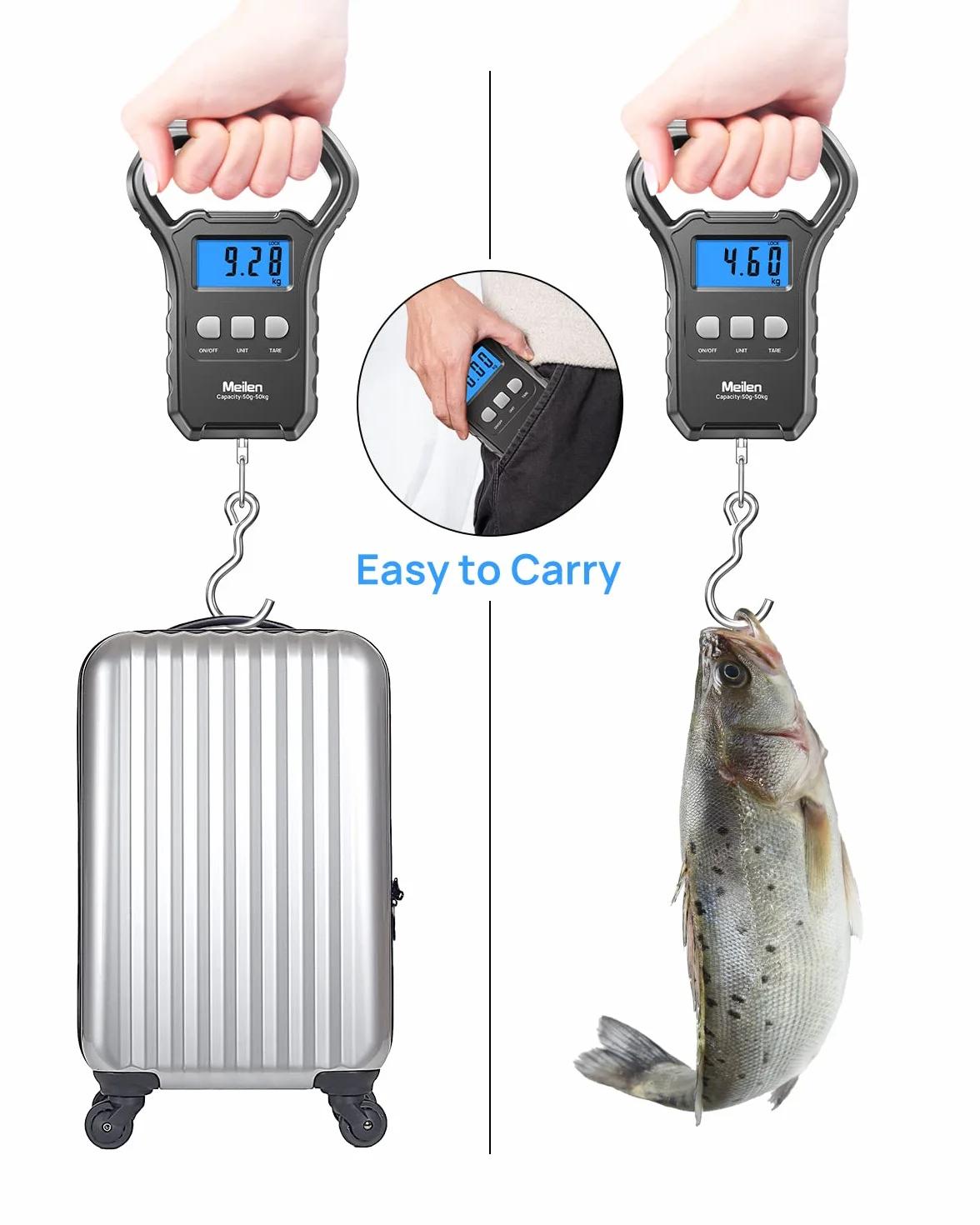 Meilen Balance Pesone de Pêche 110lb/50kg Appareil à Bagages Suspendue écran LCD Rétro-éclairé