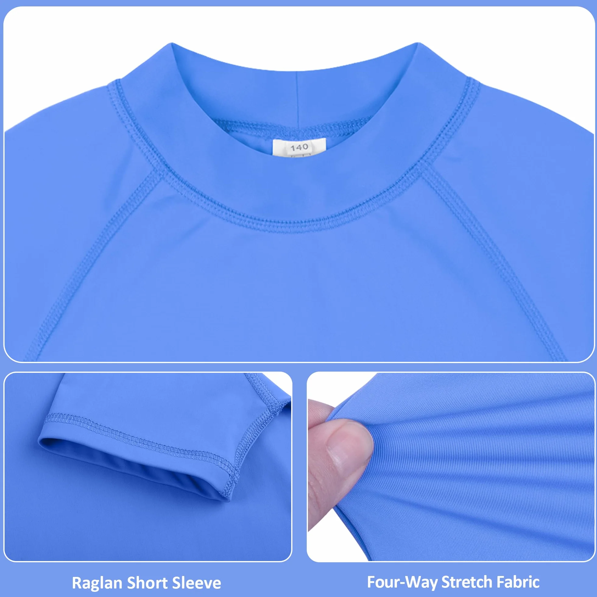 BIG ELEPHANT Maillot de Bain Anti-UV 3 Pièces pour Garçon Rashguard Manche Courte Surf Natation