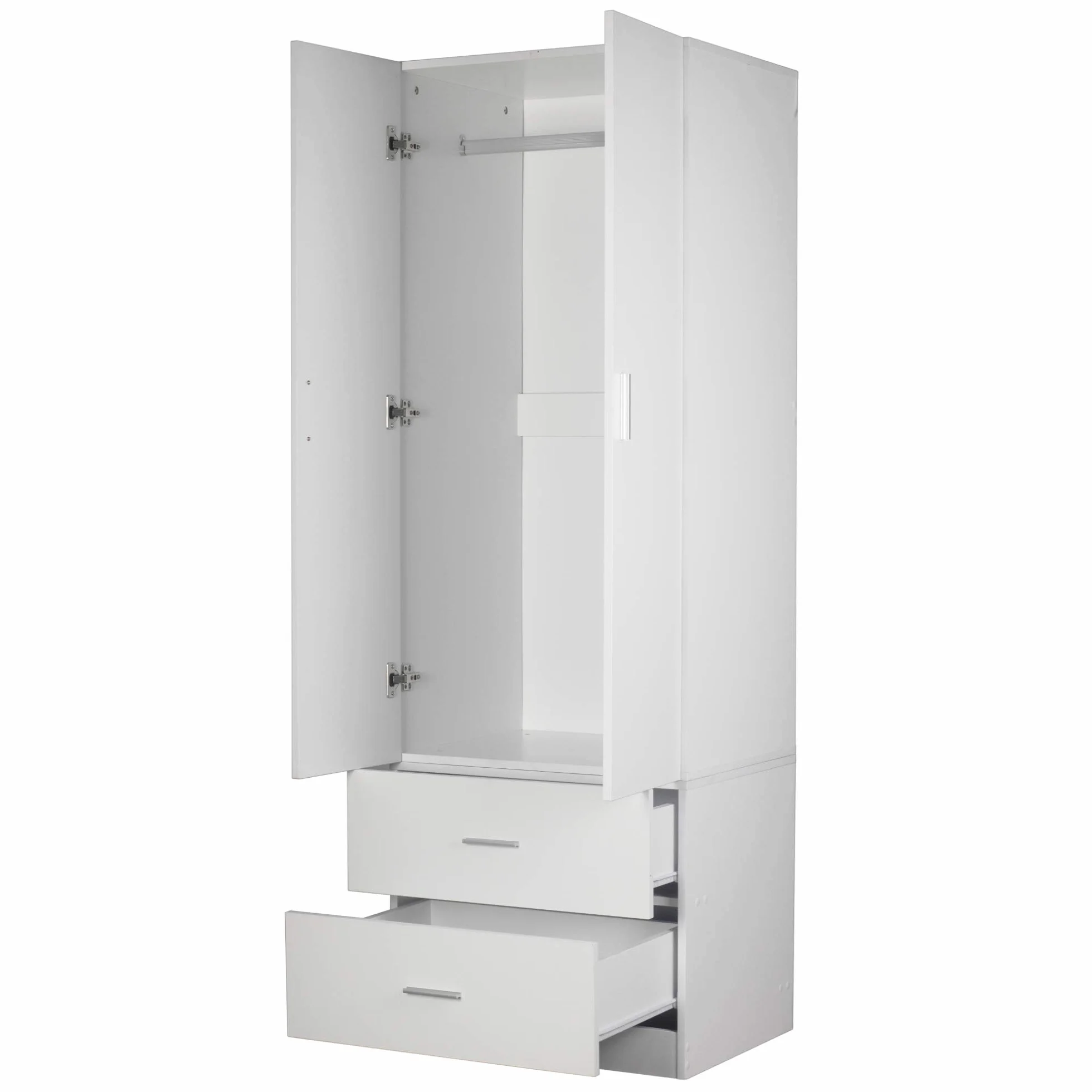 Armoire en bois 2 portes 2 tiroirs pour chambre d'enfant Blanc