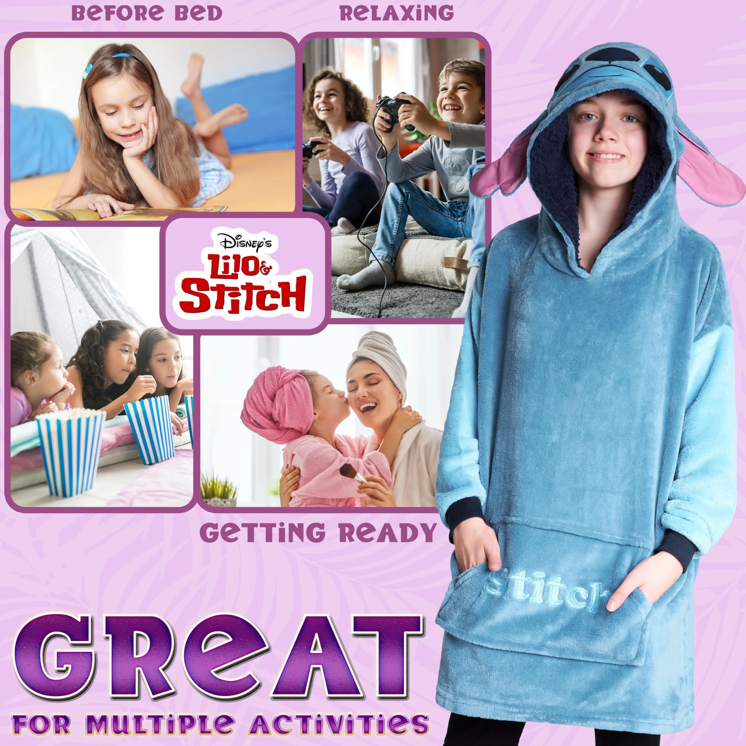 Disney Sweats à Capuche Fille Pull Stitch Polaire Oversize Taille Unique