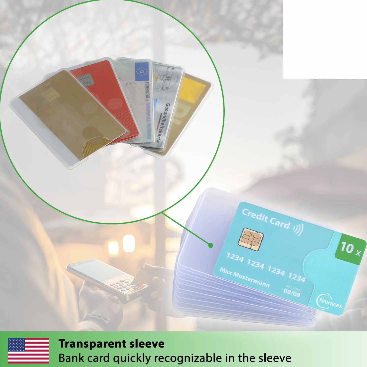 fouraces Protege Carte bancaire 10 pièces Transparent étui Rigide pour Carte navigo, Carte Bleu