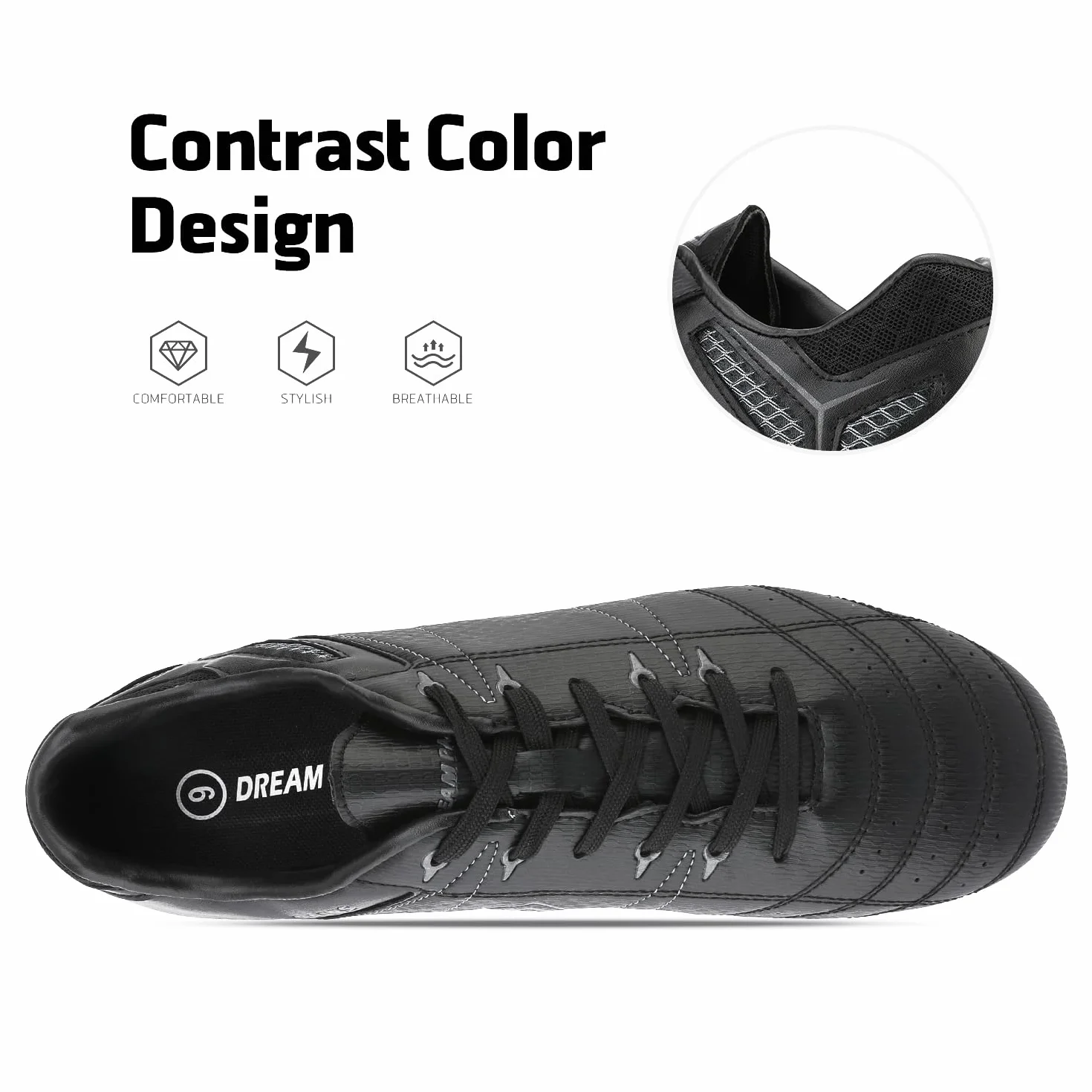 Dream Pairs Chaussures de Football pour Hommes, Chaussures à Crampons Professionnelles, Rouge/Noir 10