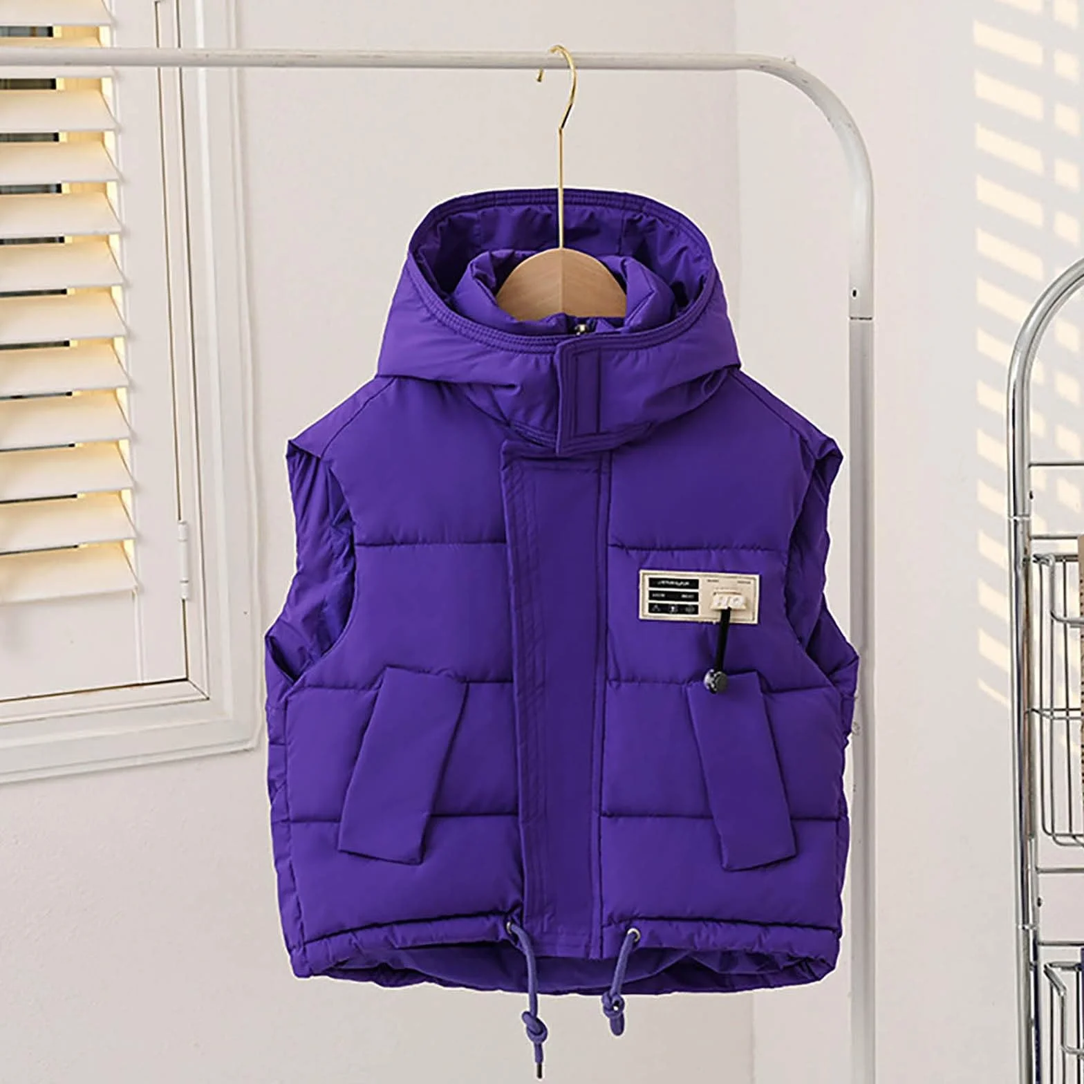 Doudoune d'hiver rembourrée en duvet légère coupe-vent thermique violette 9-10 ans