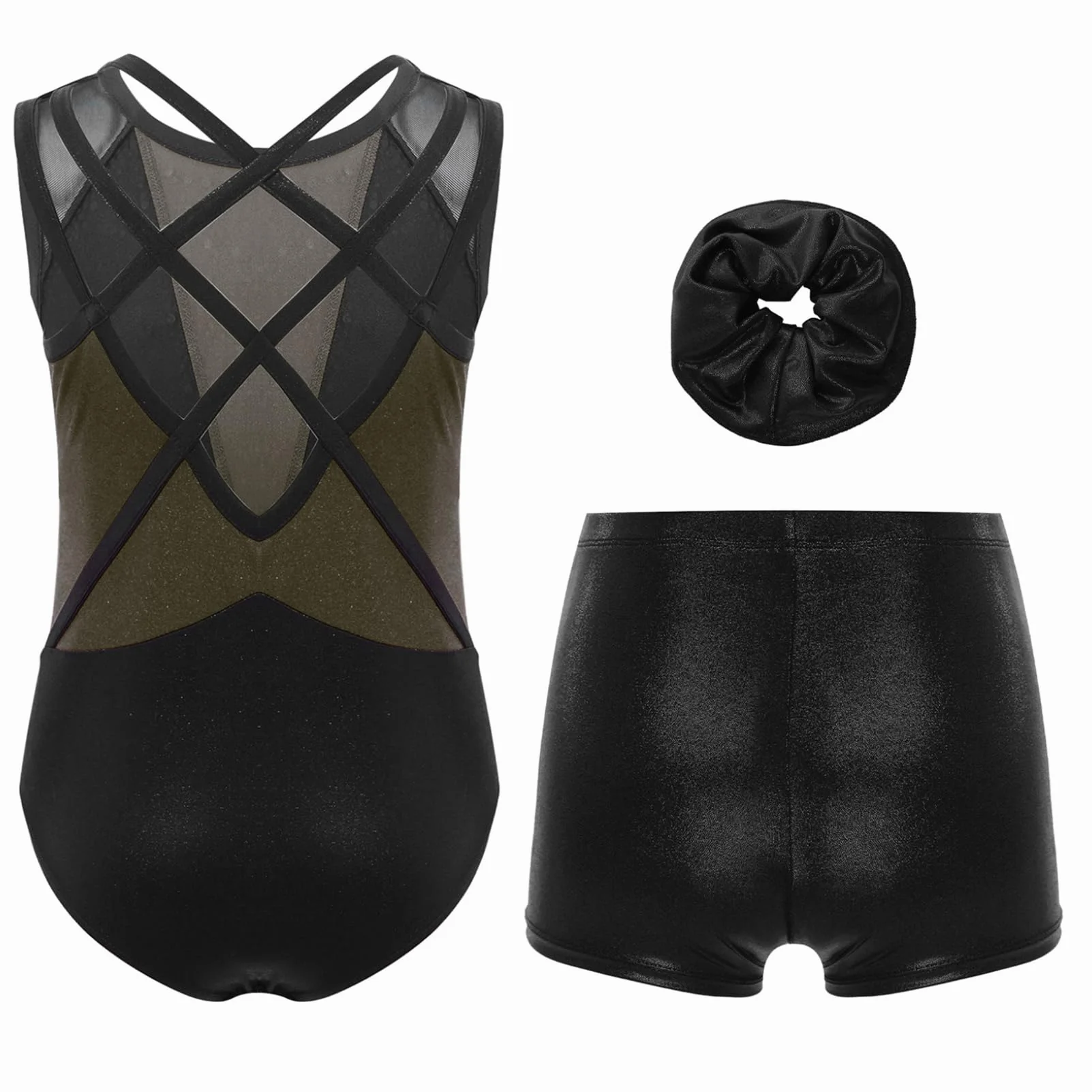 Oyolan Ensemble de Gymnastique 3 Pièces pour Fille Enfant